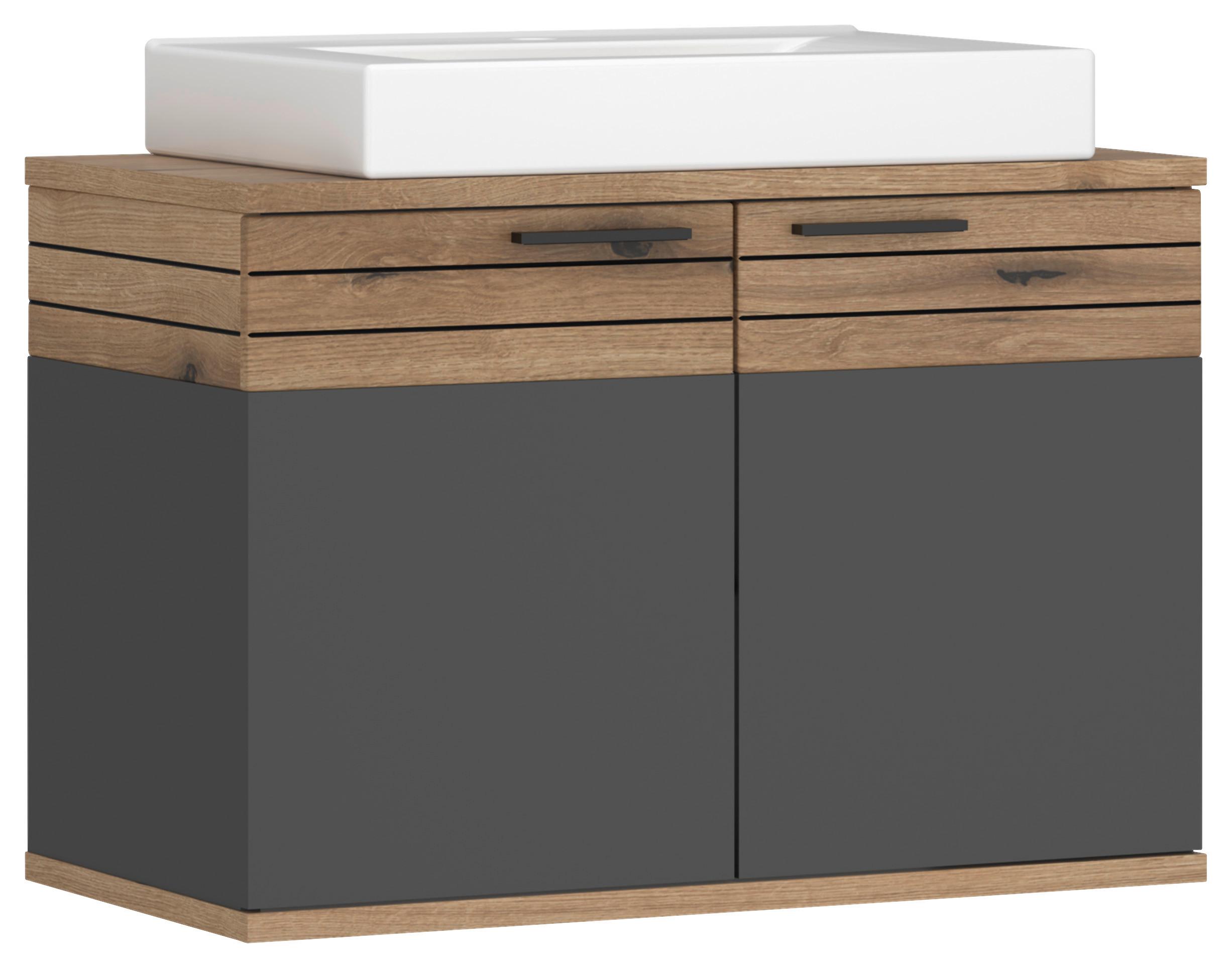 Waschtischkombi Cotia Cotlu 1 - Eichefarben/Anthrazit, MODERN, Keramik/Holzwerkstoff (80/57/48cm) - James Wood