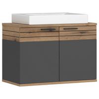 Waschtischkombi Cotia Cotlu 1 - Eichefarben/Anthrazit, MODERN, Keramik/Holzwerkstoff (80/57/48cm) - James Wood