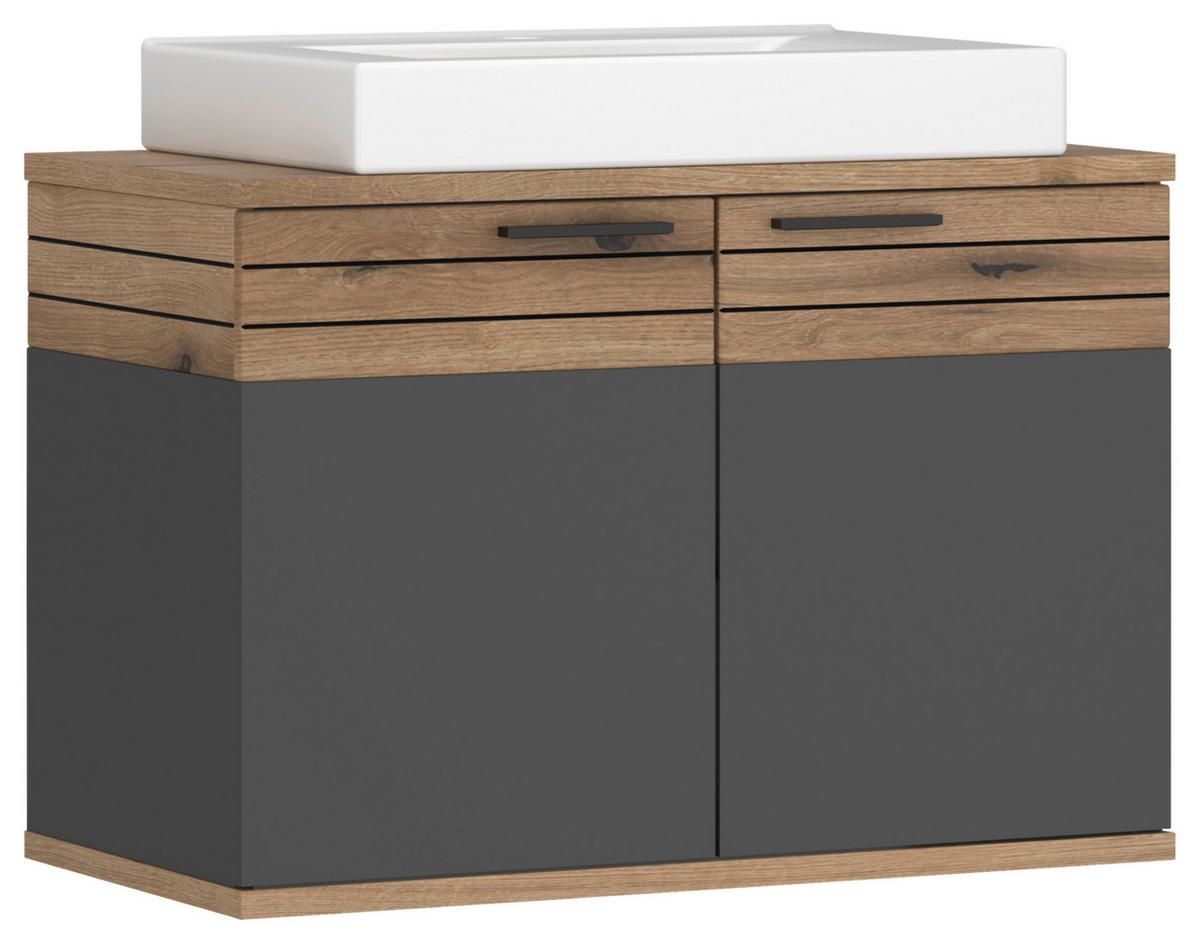 Waschtischkombi Cotia Cotlu 1 - Eichefarben/Anthrazit, MODERN, Keramik/Holzwerkstoff (80/57/48cm) - James Wood