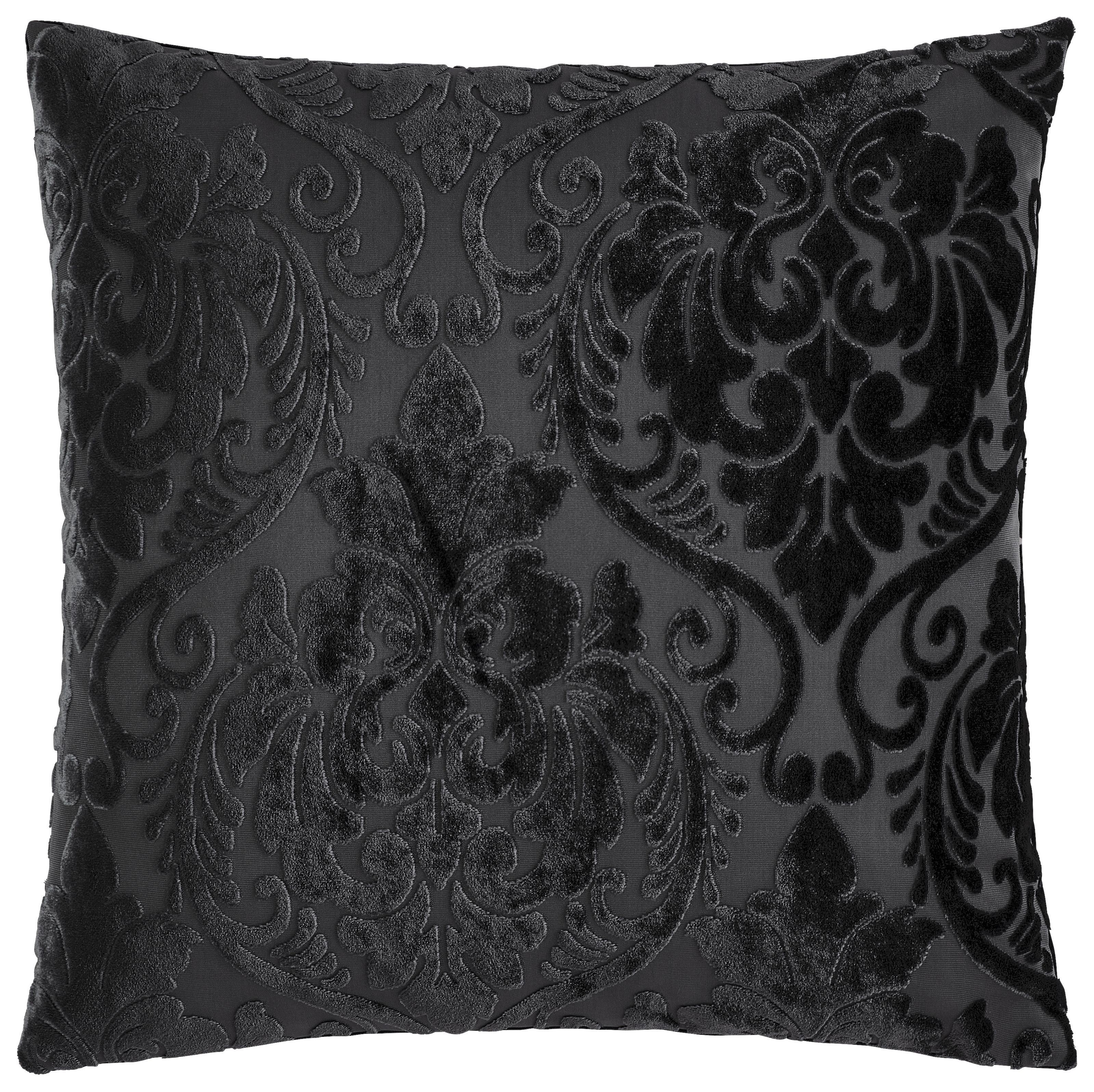 Dekoračný vankúš Velvet Ornament, 45/45cm - čierna, Romantik / Landhaus, textil (45/45cm) - Modern Living