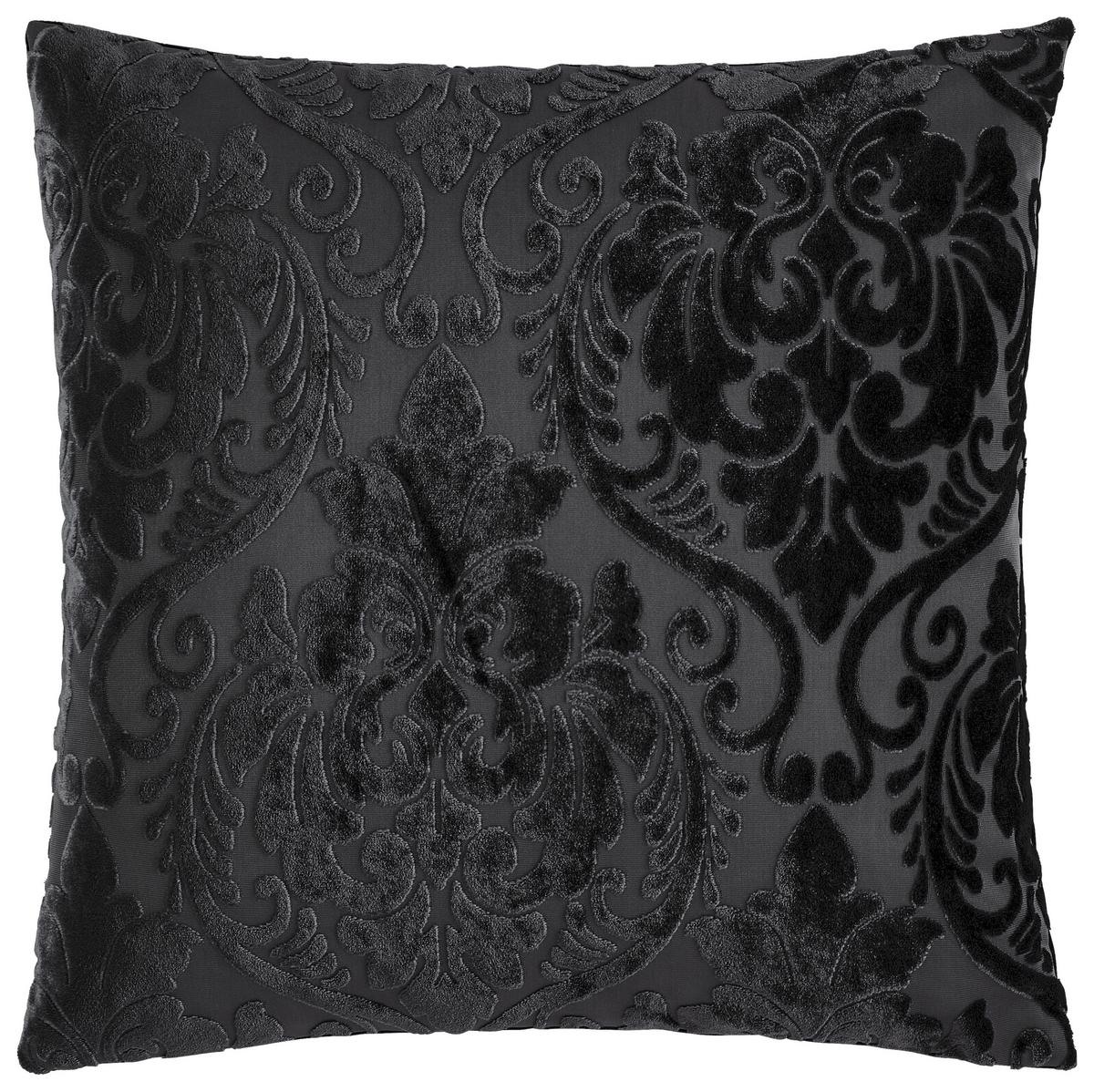 Dekoračný vankúš Velvet Ornament, 45/45cm - čierna, Romantik / Landhaus, textil (45/45cm) - Modern Living