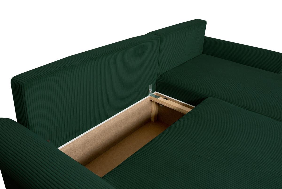 ECKSCHLAFSOFA Vasco, Dunkelgrün LF: 233x168 - Dunkelgrün/Schwarz, Trend, Textil (233/168cm)