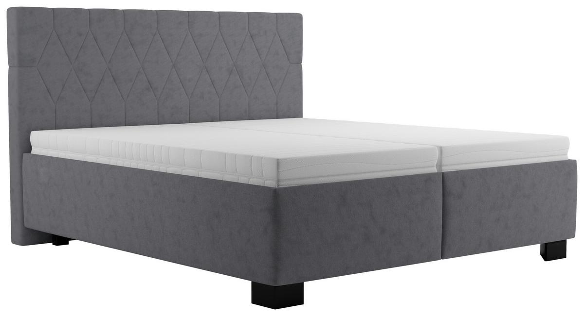 Čalúnená posteľ FERAMA 180x200 cm, tmavosivá - čierna/prírodná farba, Modern, drevo/textil (180/200cm)