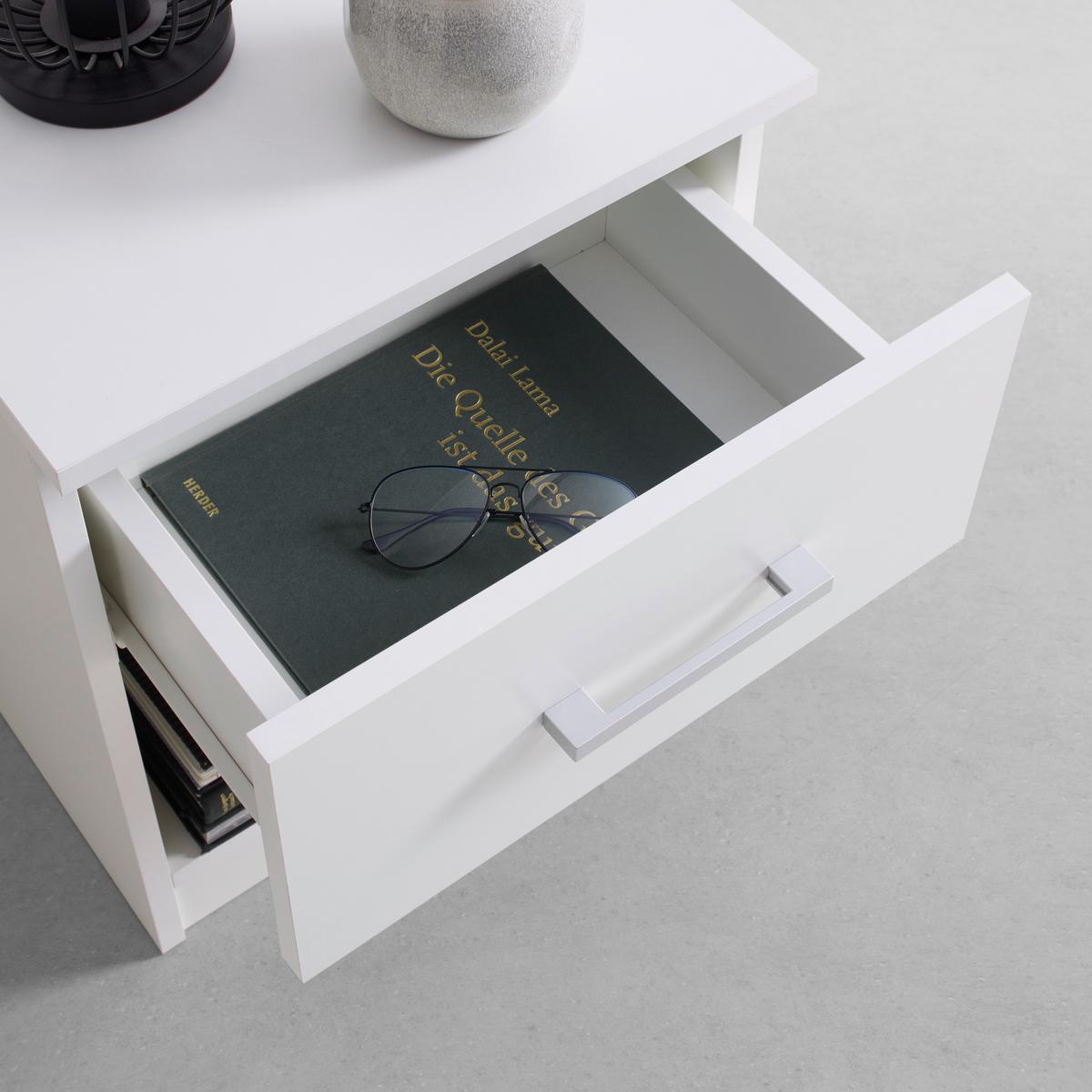 NOČNÁ SKRINKA LASSE - sivá/biela, Konventionell, drevo/plast (41/48/32cm)