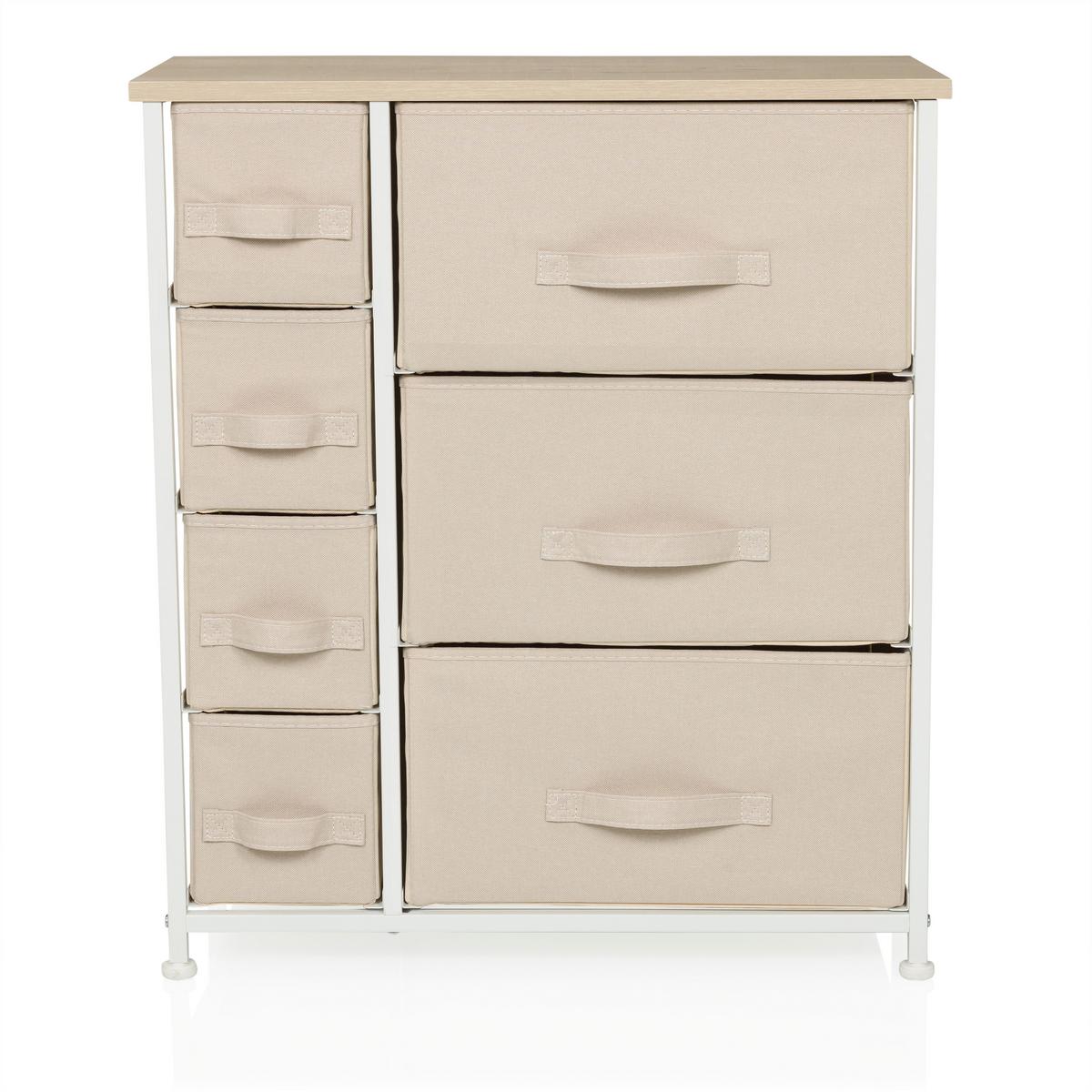 Kommode Foldress B Beige B: 63,5 cm - Beige/Weiß, MODERN, Textil (63,5/73/30cm) - MID.YOU