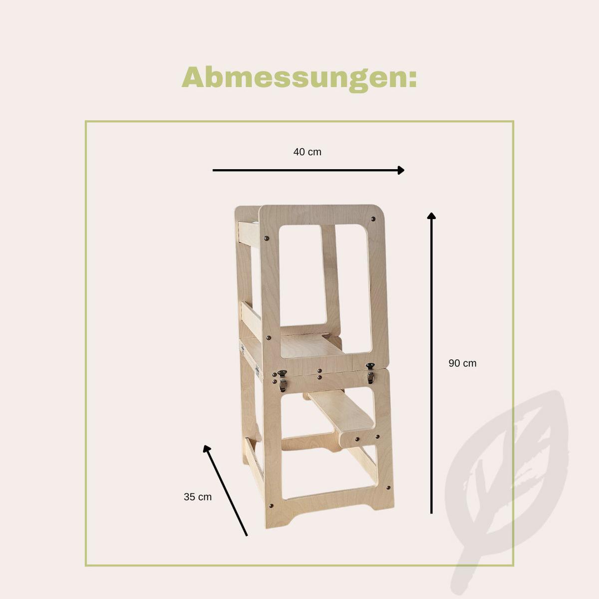 Lernturm 2 in 1 natur - Birkefarben, Basics, Holz (40/35/90cm) - CLIFF