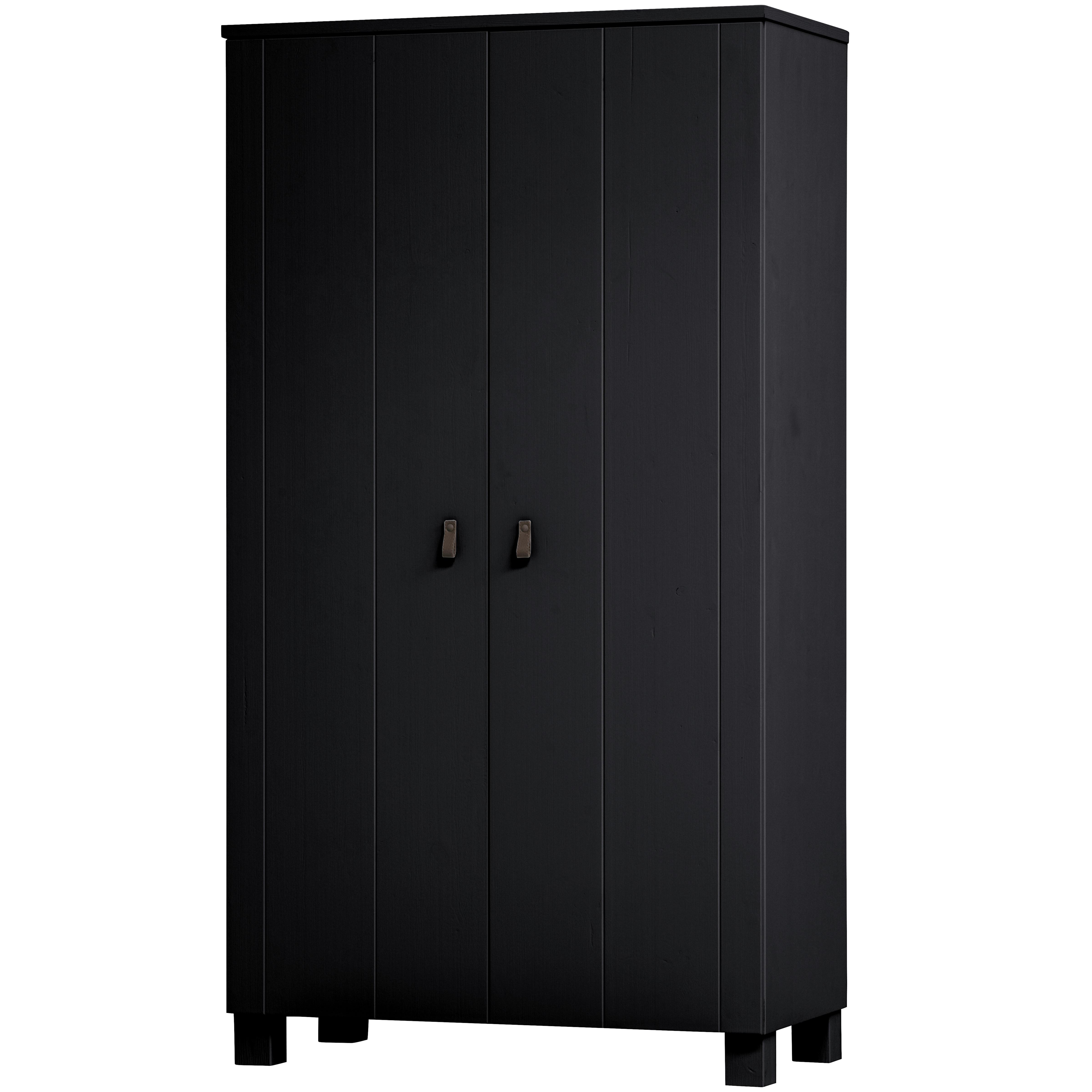 DREHTÜRENSCHRANK Ties Schwarz B: 111cm - Schwarz, Basics, Holz (111/202/55cm) - MID.YOU