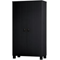 DREHTÜRENSCHRANK Ties Schwarz B: 111cm - Schwarz, Basics, Holz (111/202/55cm) - MID.YOU