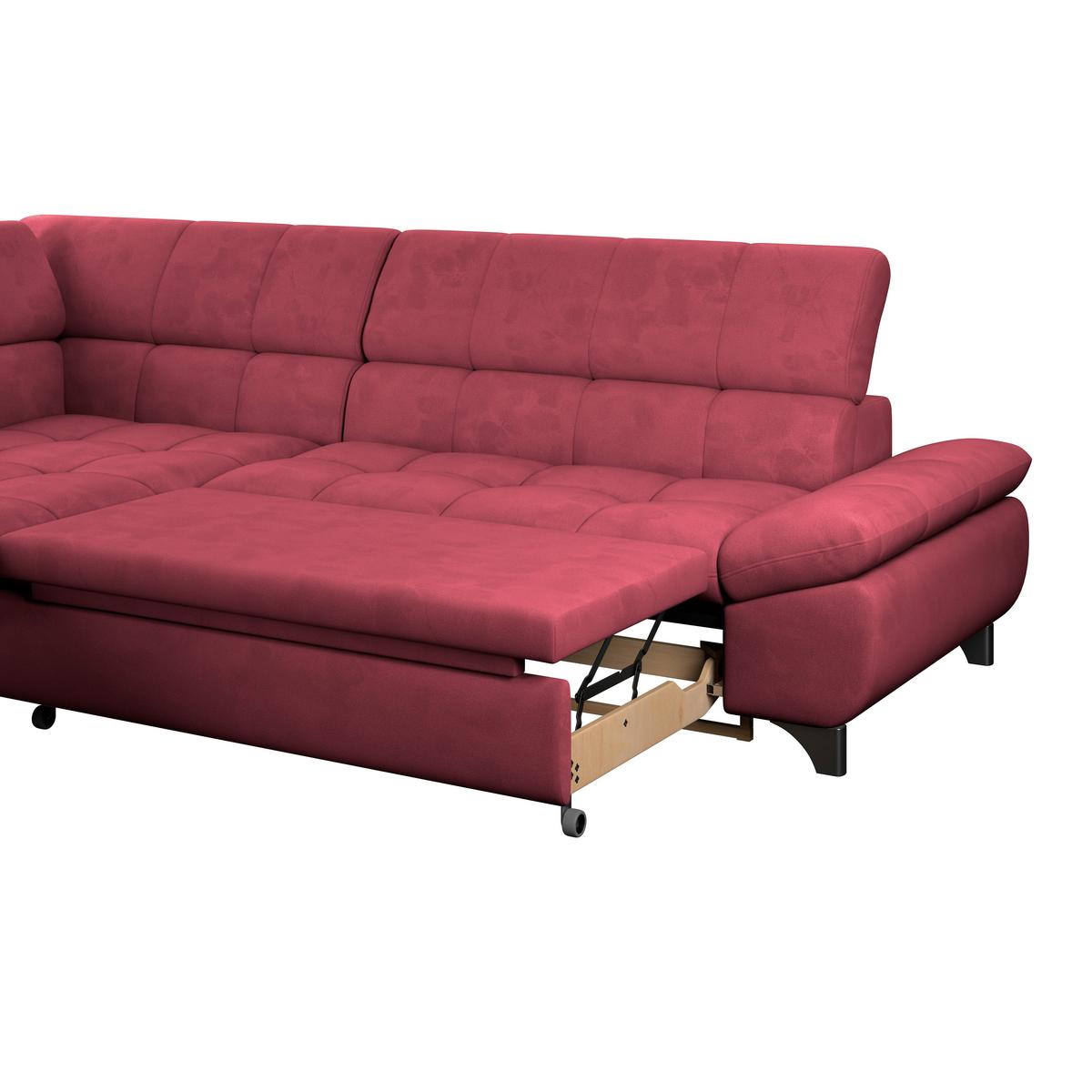 Ecksofa Gemini Chenille Rot, B: 234cm - Chromfarben/Rot, KONVENTIONELL, Textil (234/312cm)