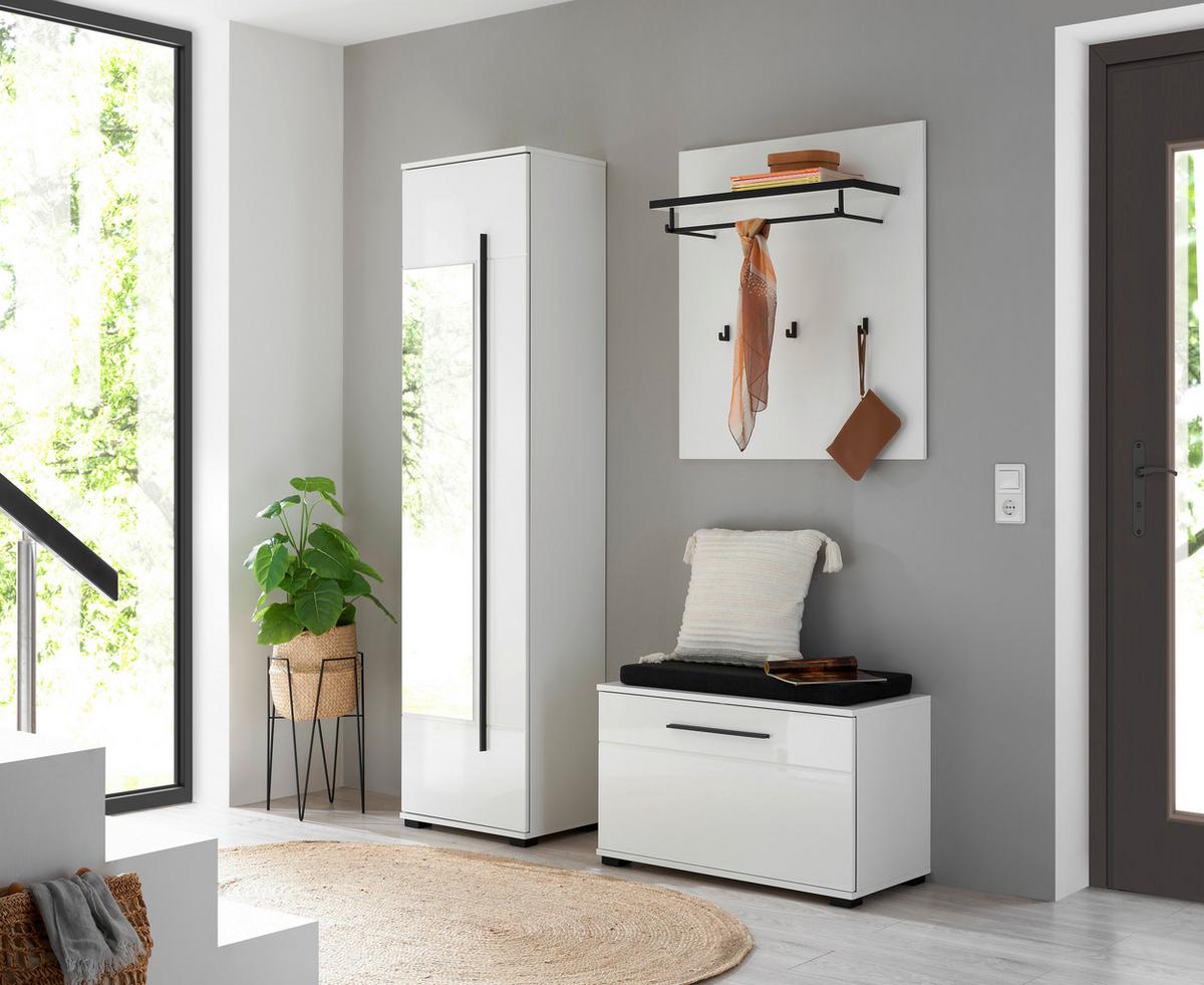 GARDEROBE Cantara Weiß/Weiß HG B: 140cm - Weiß Hochglanz/Weiß, MODERN, Holzwerkstoff (140/201/39cm) - MID.YOU