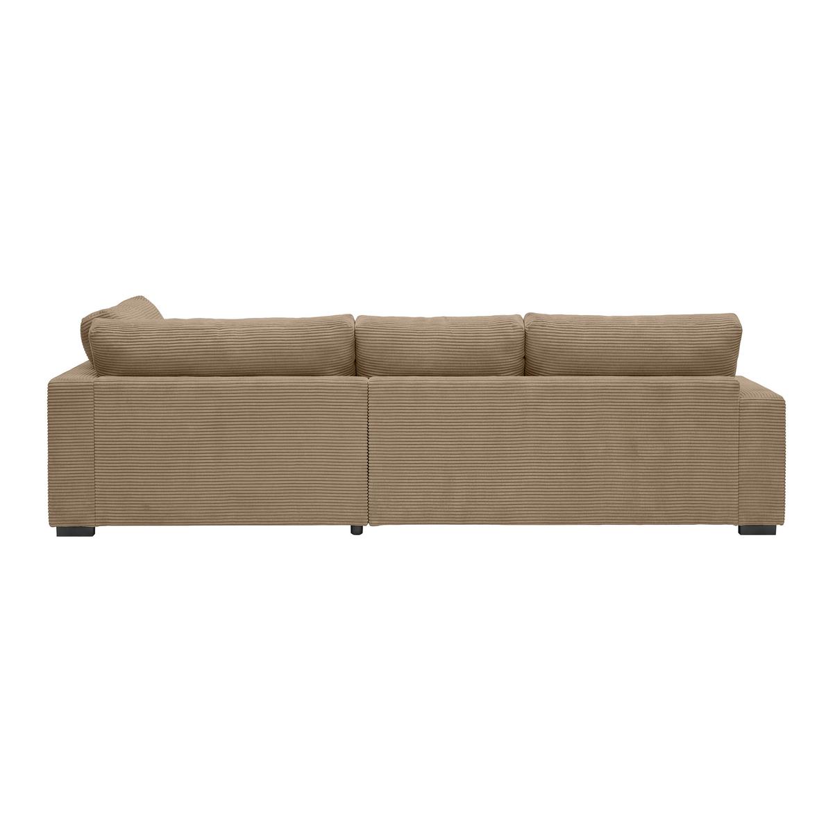 Rohová sedačka PEDRO, pravá, karamelový manšestr - černá/karamel, Moderní, textil/plast (300/190cm) - Mömax