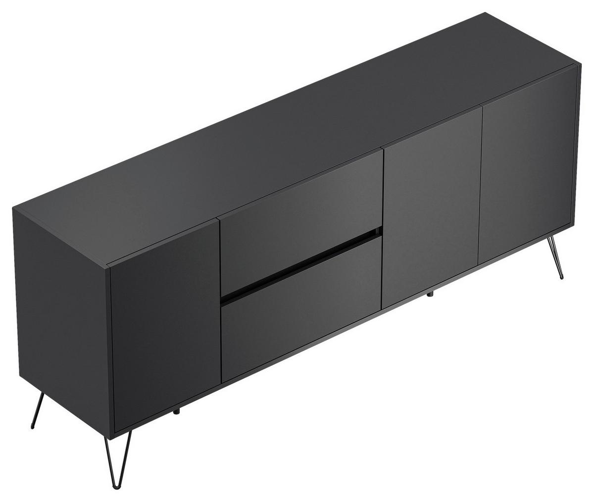 Sideboard Posseik Industrial Graphitfarben B: 177 cm - Schwarz/Graphitfarben, Design, Holzwerkstoff (177/75,8/42cm) - MID.YOU