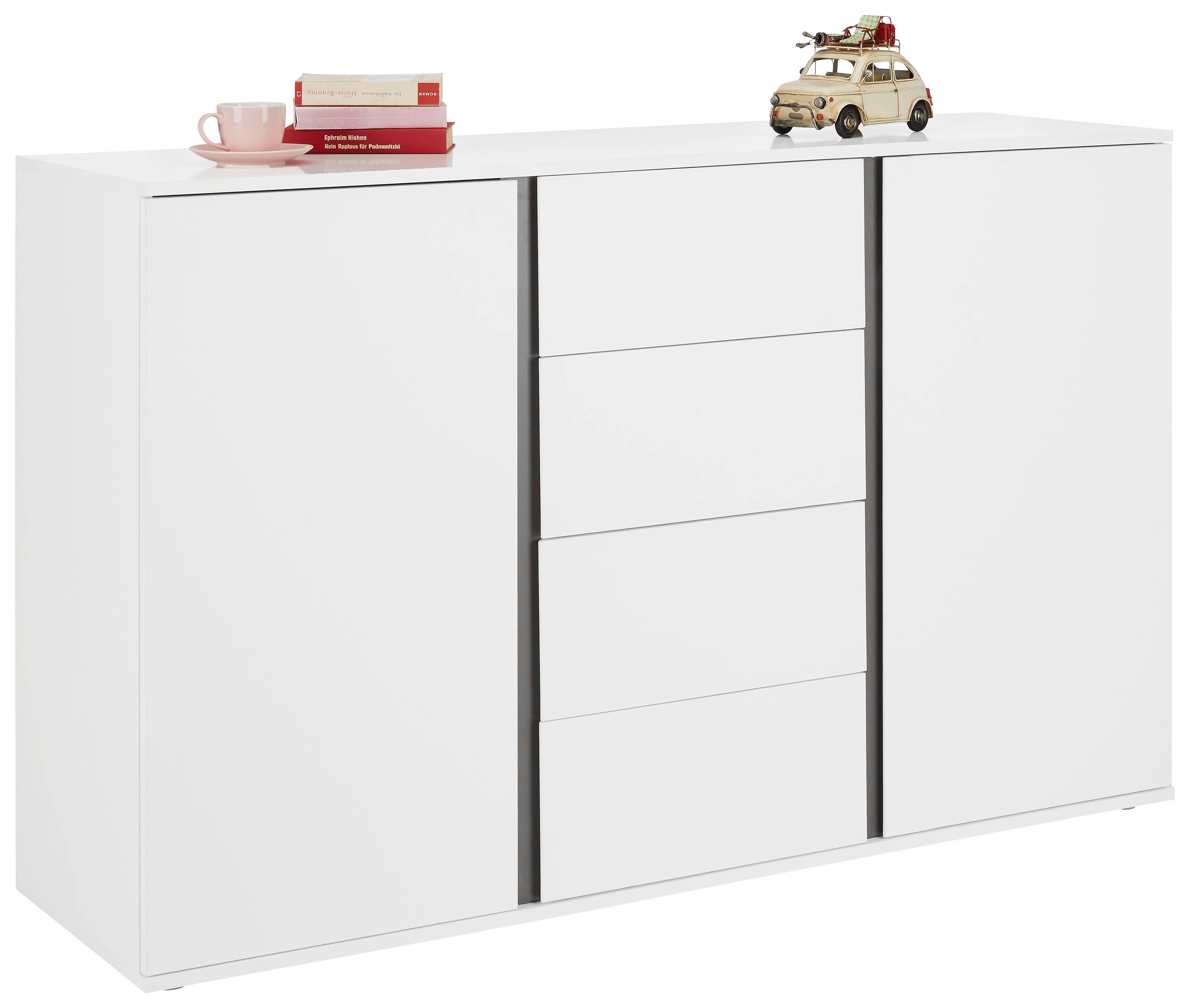 ŠIROKÁ KOMODA BIANCO - bílá/šedá, Moderní, kompozitní dřevo/plast (150/95/43cm) - Mömax