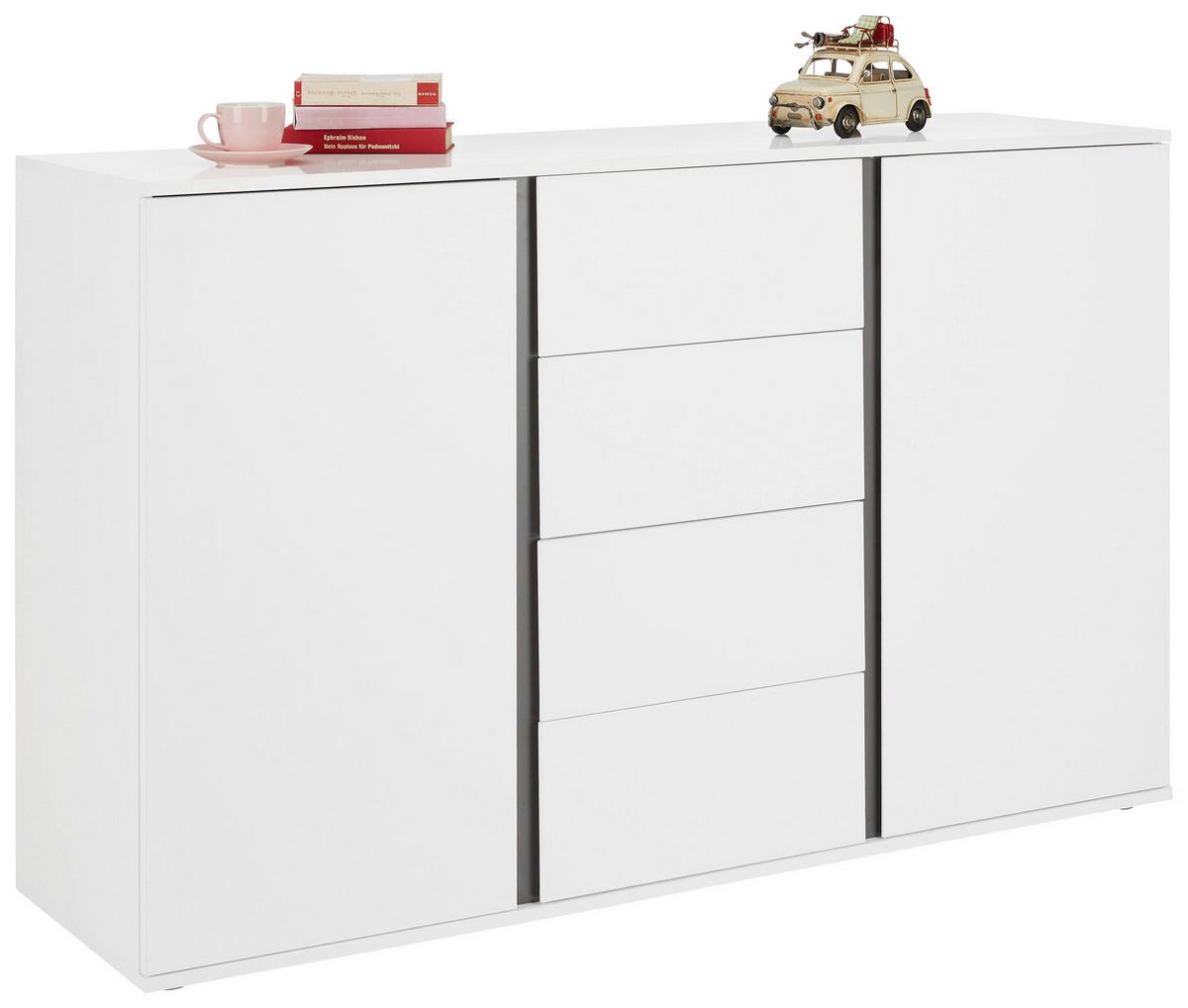 ŠIROKÁ KOMODA BIANCO - sivá/biela, Modern, kompozitné drevo/plast (150/95/43cm) - Mömax