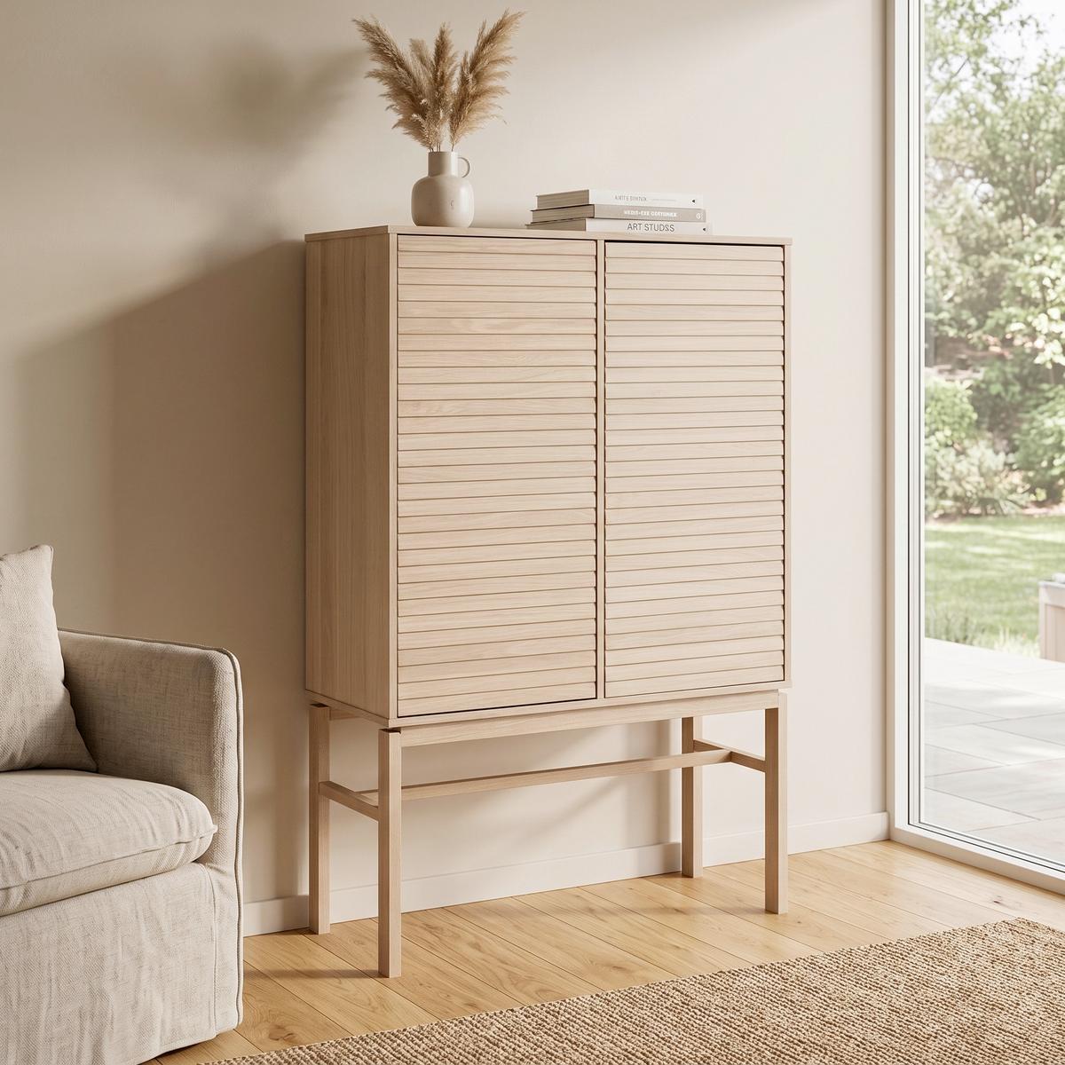 Félmagas Szekrény Linley 90/150cm - tölgyfa színű/fehér, Design, faalapú anyag/fa (90,8/150/40cm) - Livetastic