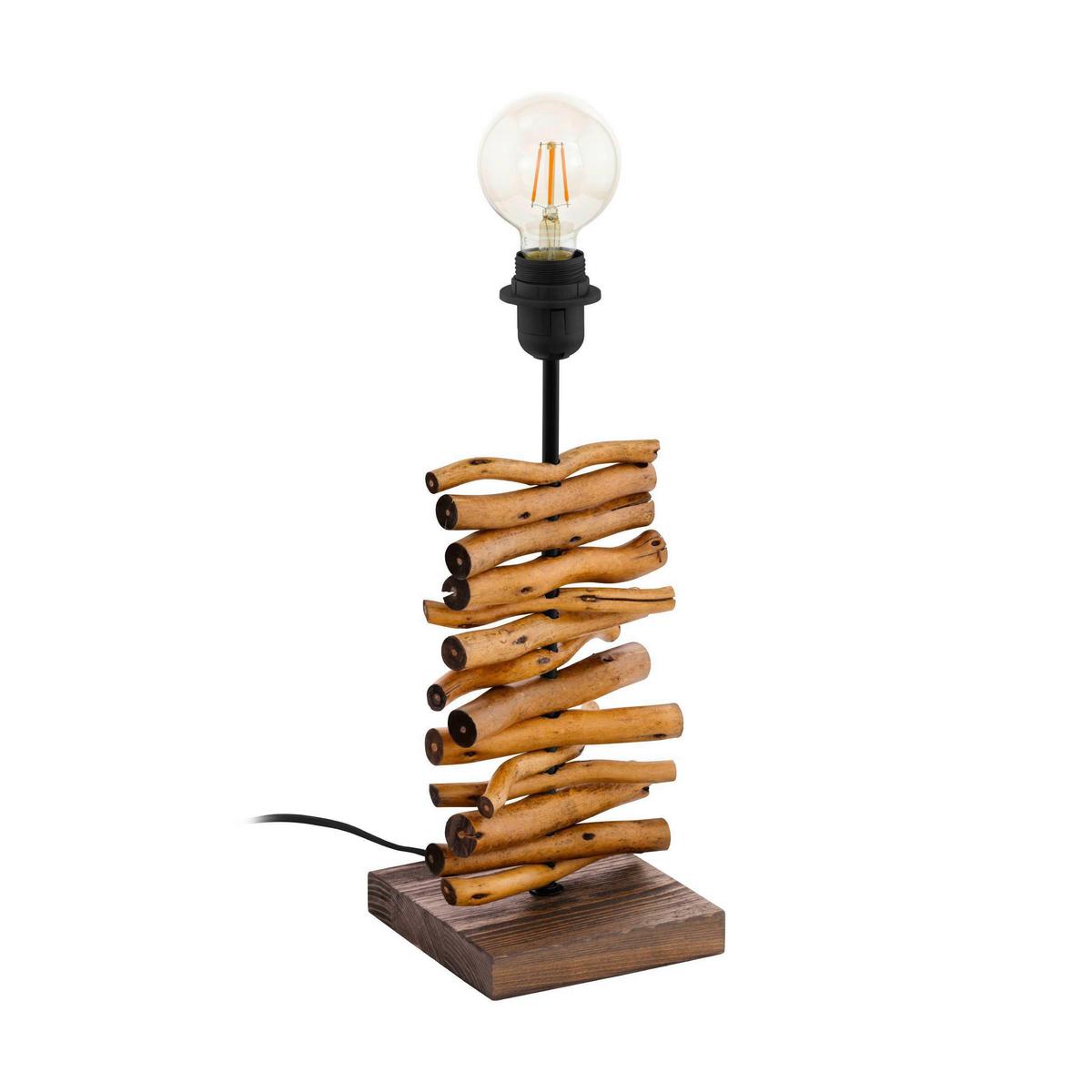 Leuchtenfuß 49754_seahouse - Schwarz/Braun, Natur, Holz/Metall (15/15/40cm) - Eglo