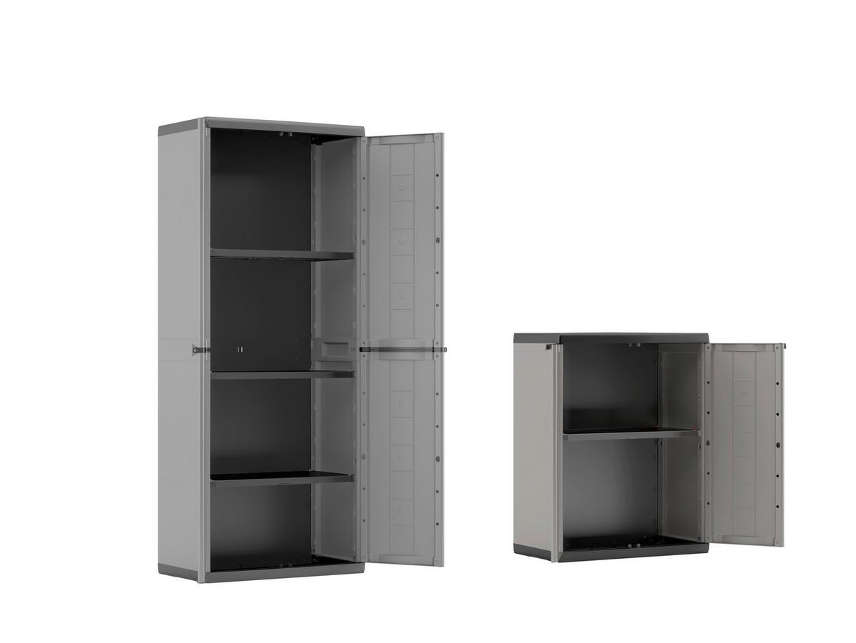 Mehrzweckschrank E-Com Jolly Anthrazit/Grau 136x166 cm - Anthrazit/Grau, Design, Kunststoff (68/166/87/39cm) - Keter