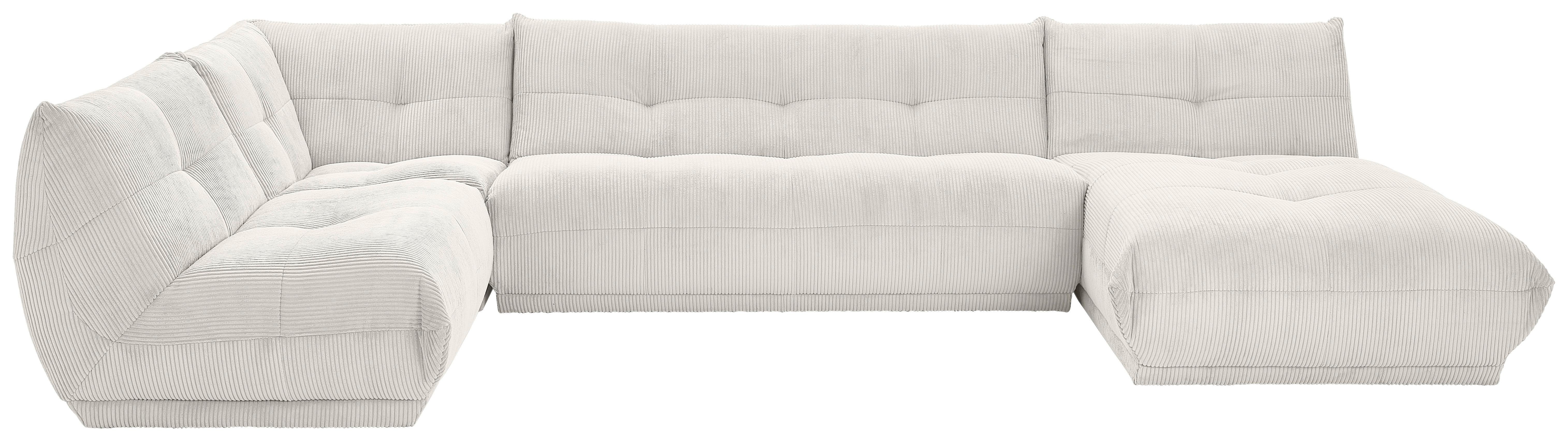 Wohnlandschaft Giselle Weiß Cord - Weiß, Trend, Textil (210/390/185cm) - Livetastic