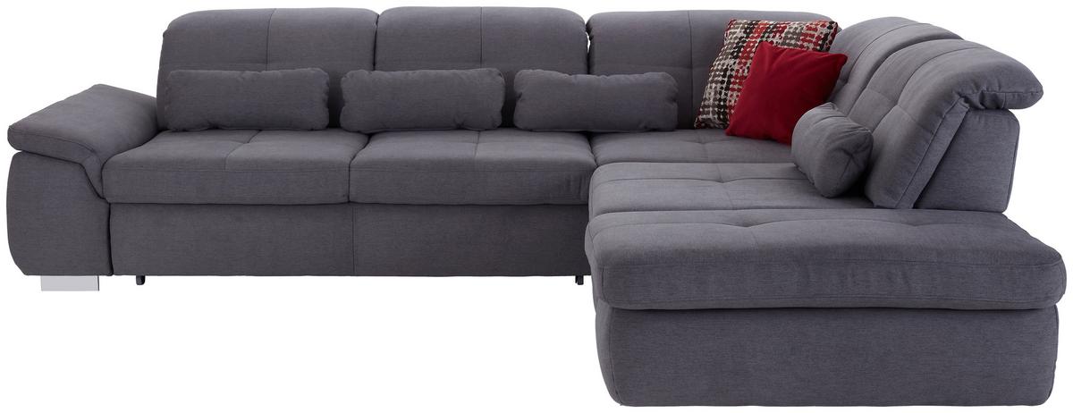 Ecksofa Mit Schlaffunktion & Bettkasten Grau 315x260 Cm - Chromfarben/Grau, MODERN, Textil (315/260cm) - Luca Bessoni