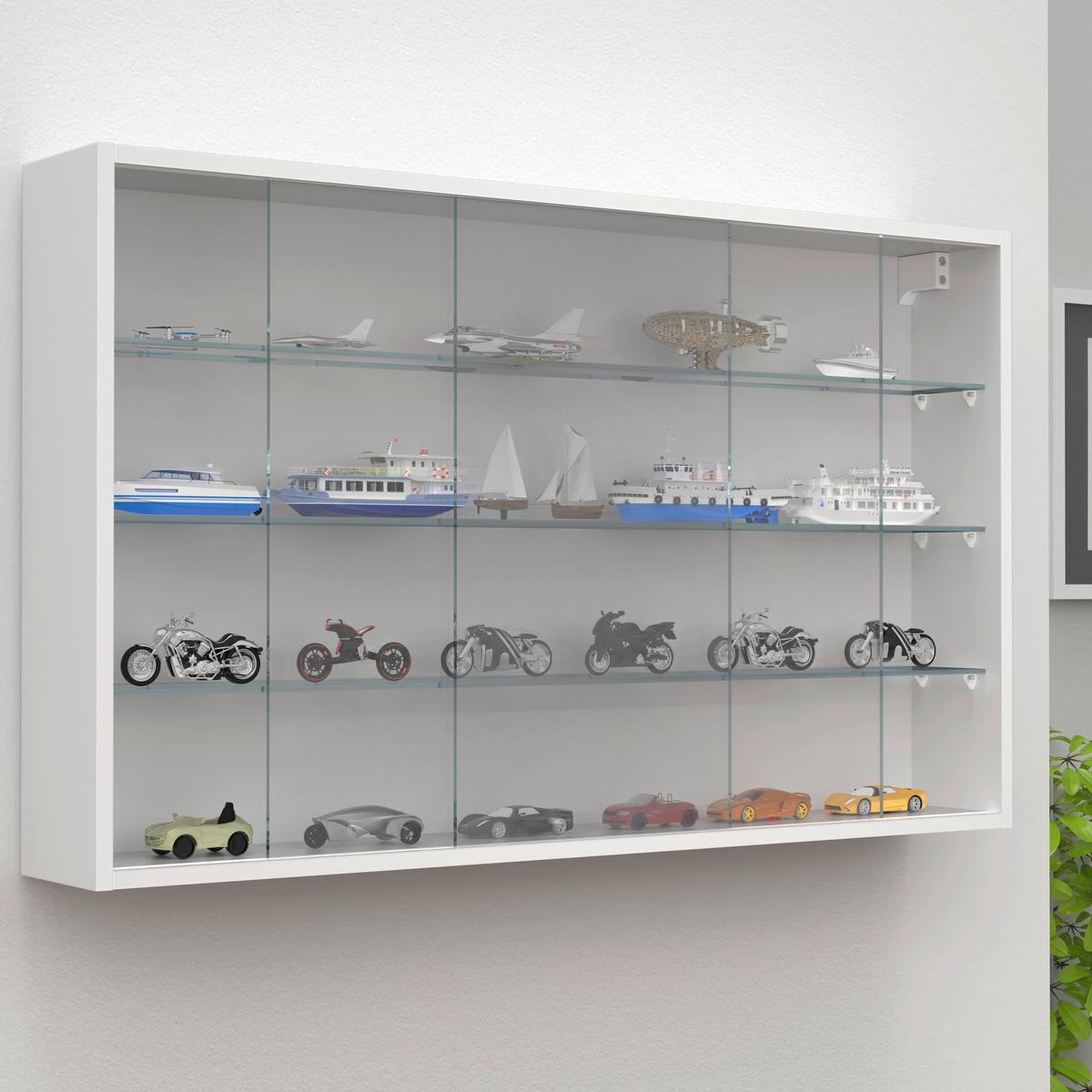 Hängevitrine Drivalo Weiß B: 100 cm - Transparent/Weiß, Design, Glas/Holzwerkstoff (100/60/15cm) - MID.YOU