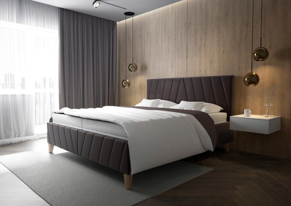 Čalúnená posteľ NORA,160x200cm,hnedá - hnedá/prírodná farba, Modern, drevo/textil (160/200cm)