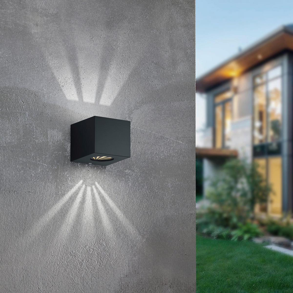 AUSSENWANDLEUCHTE LED, 3000K, warmweiß - Schwarz, Design, Kunststoff (9/10/10,5cm)