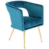 STOLIČKA S PODRÚČKAMI JOLENE 125 - zlatá/petrolejová, Modern, kov/textil (60/77/63cm) - MID.YOU