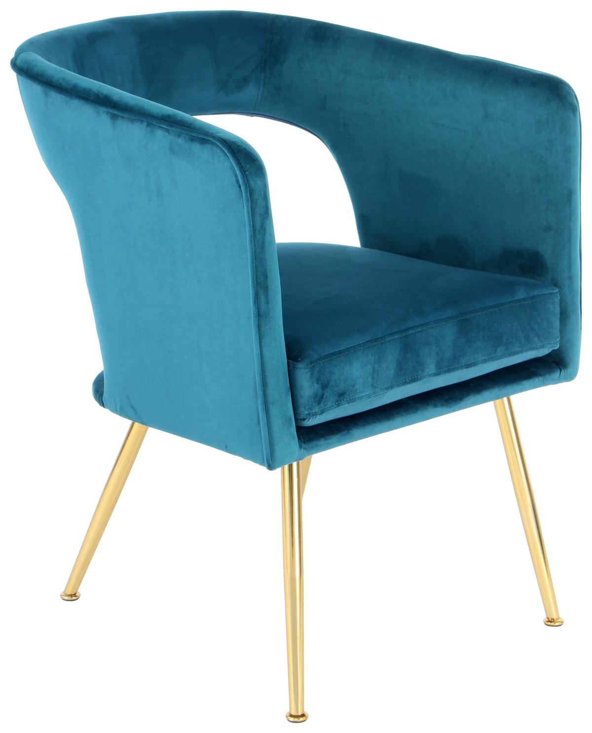 STOLIČKA S PODRÚČKAMI JOLENE 125 - zlatá/petrolejová, Modern, kov/textil (60/77/63cm) - MID.YOU