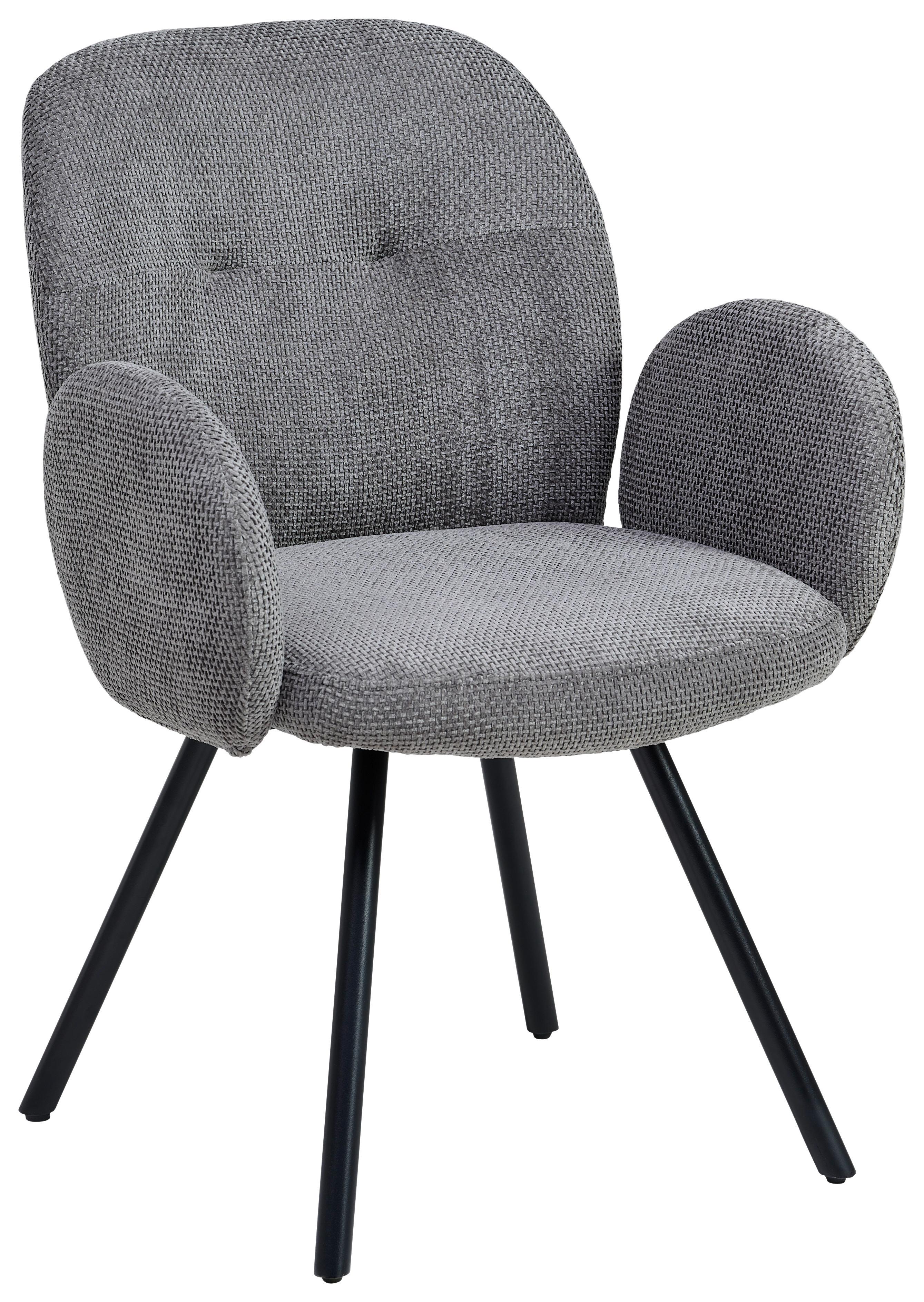 Armlehnstuhl Niklas Grau/schwarz Gepolstert - Schwarz/Grau, LIFESTYLE, Holz/Textil (60/87/65cm) - Livetastic