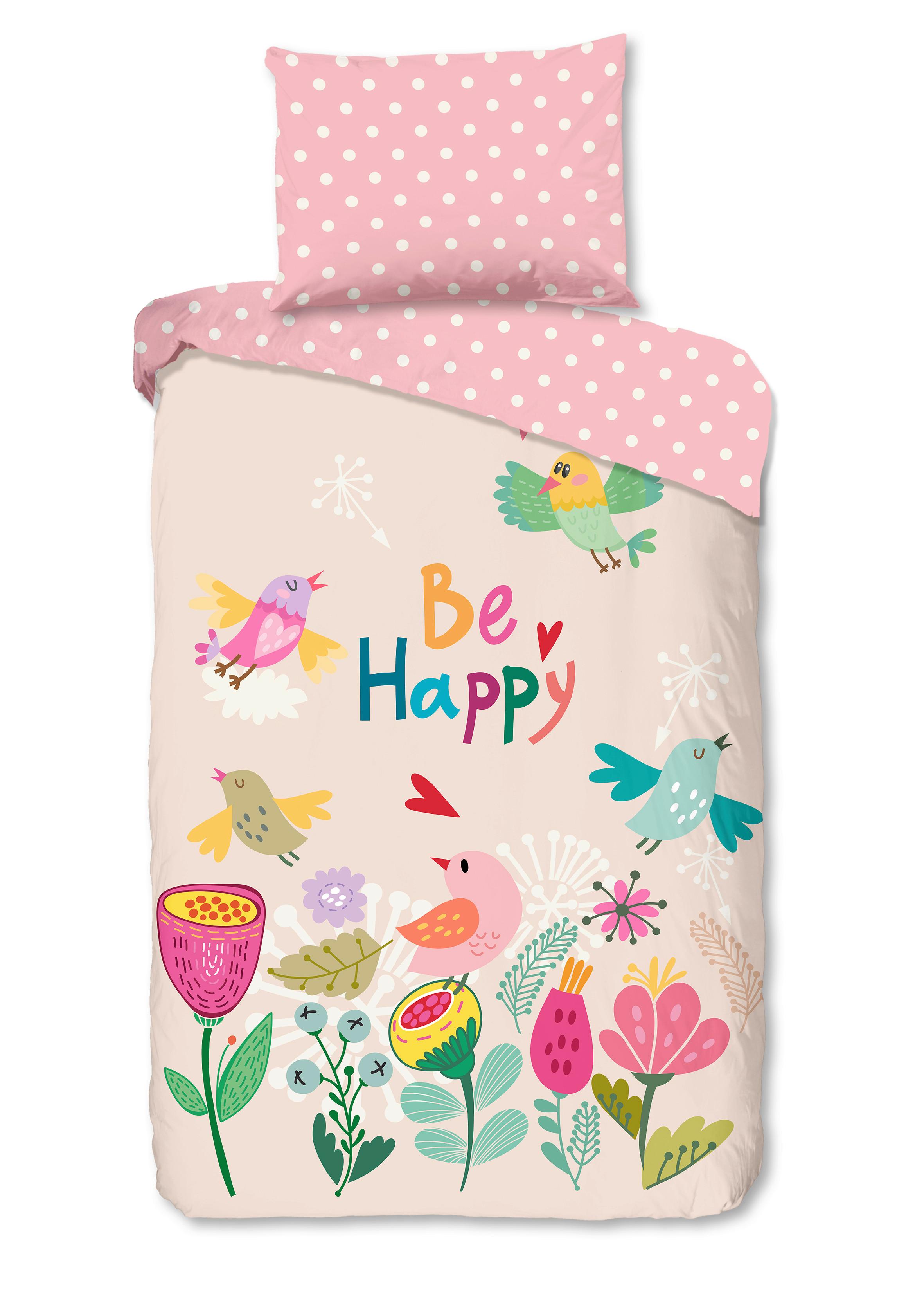 WENDEBETTWÄSCHE HAPPILY - Blau/Hellrosa, Basics, Textil (140/200cm)