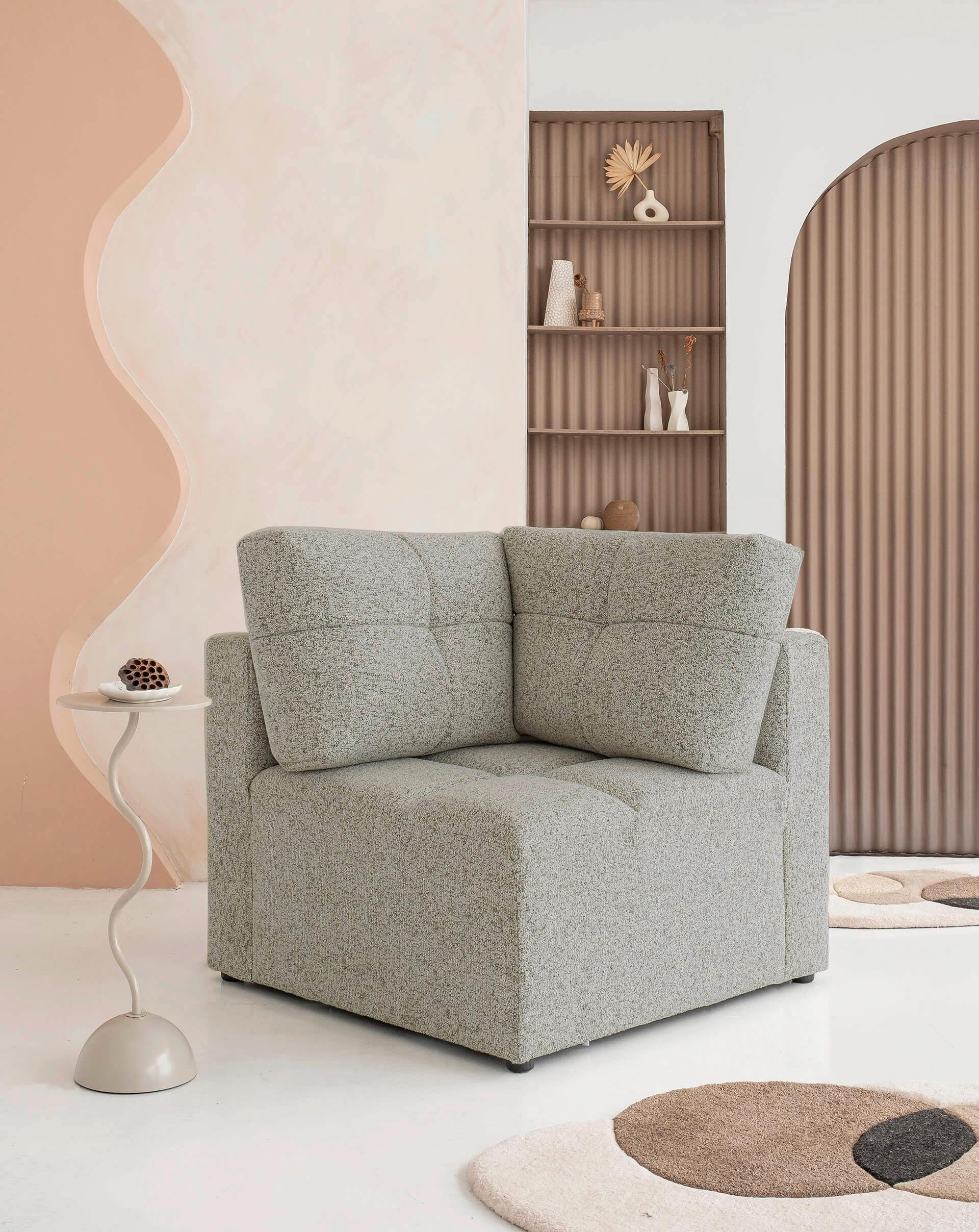 Sofaelement Lulu Grau B: 91cm - Schwarz/Grau, Design, Textil (91/94/91cm) - MID.YOU