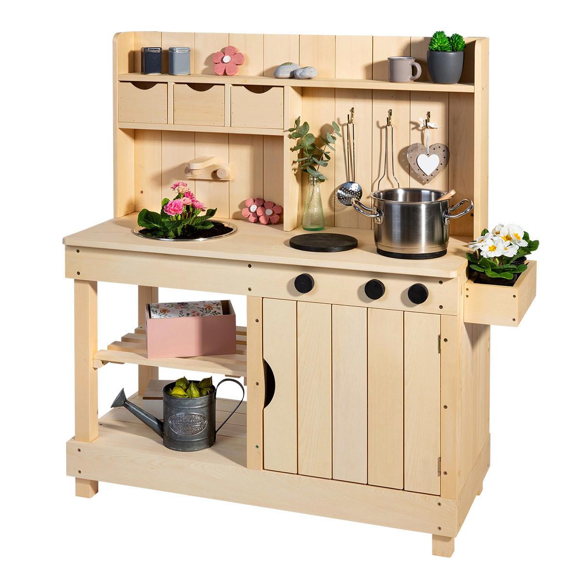 Matschküche 80003 Explorer - Naturfarben, Basics, Holz/Metall (102/40/105cm) - MUDDY BUDDY