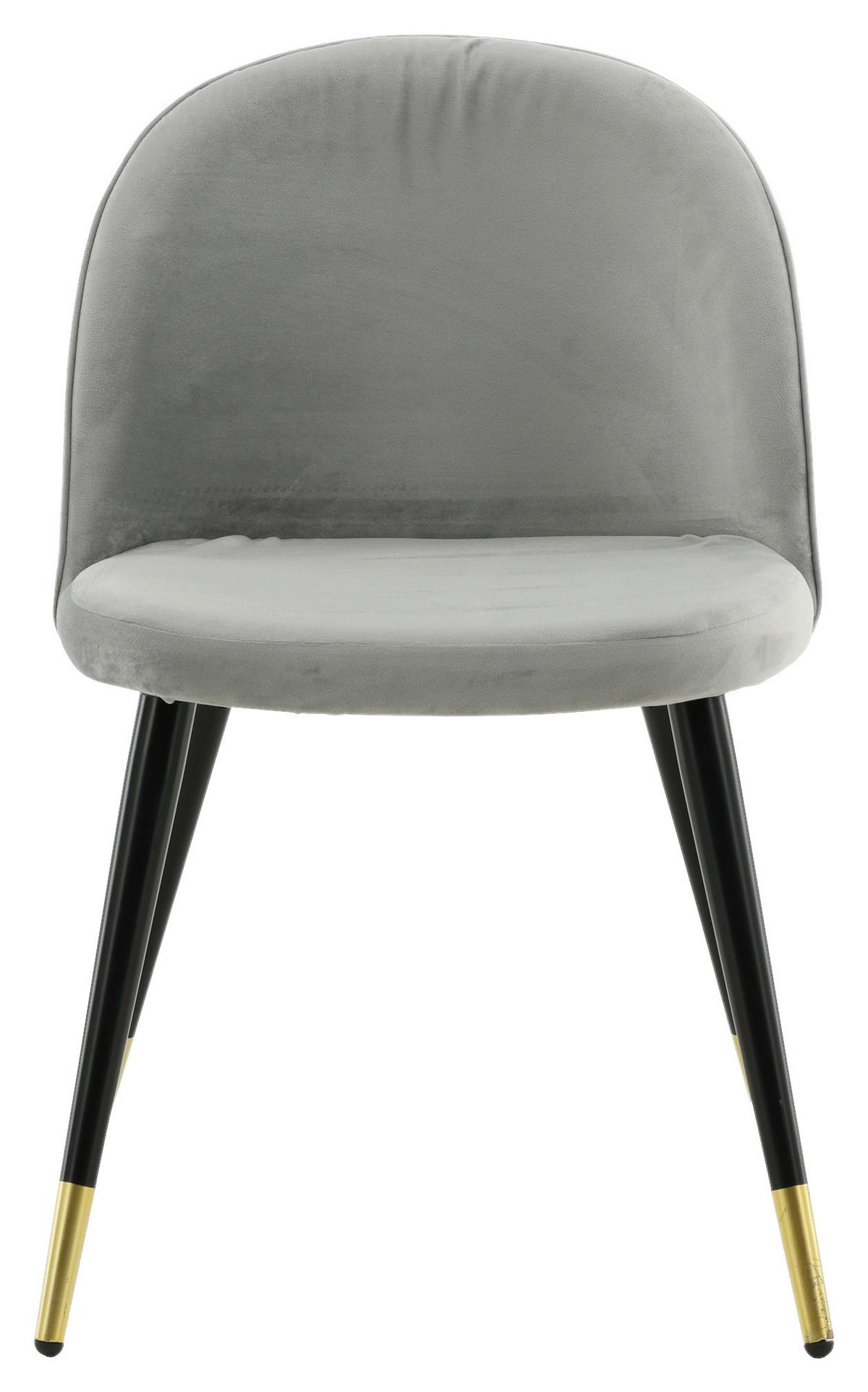 Stuhl-set Velvet - Hellgrau/Schwarz, Design, Textil/Metall (57/76.5/50cm) - Livetastic