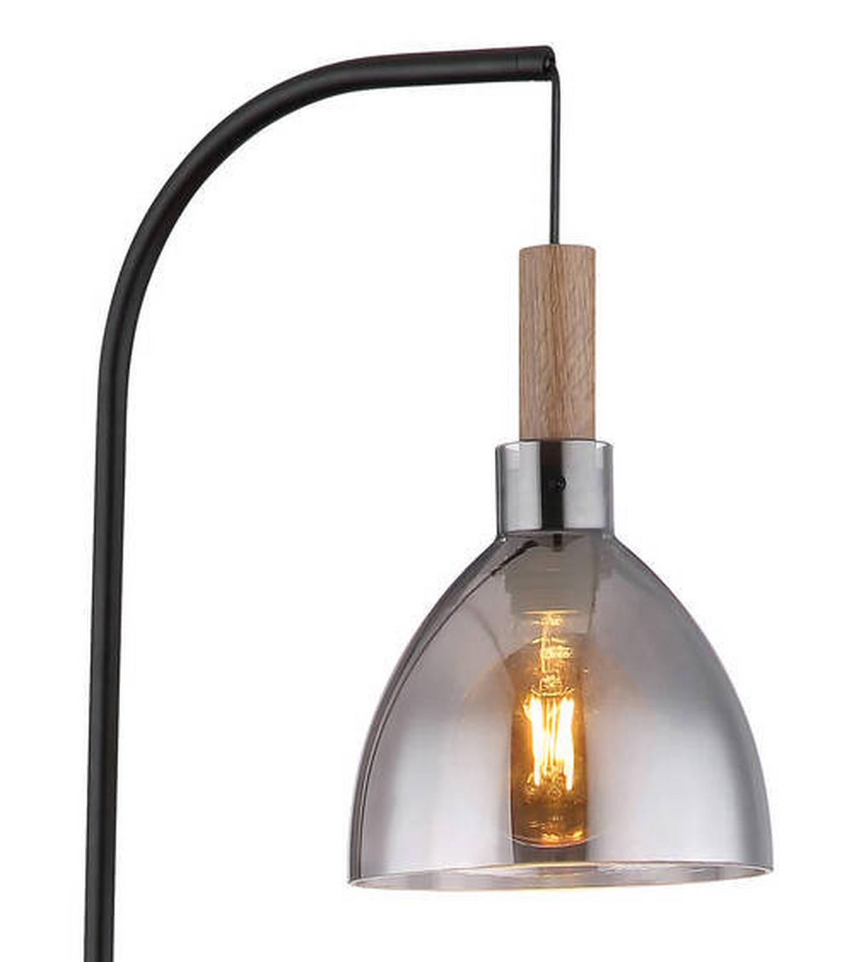 Stehleuchte 15550s - Schwarz, Design, Glas/Holzwerkstoff (40/25/150cm) - Globo