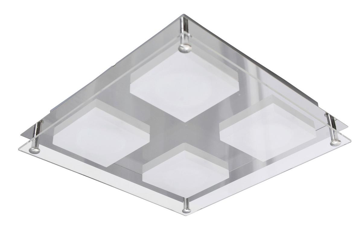 Led-deckenleuchte L: 24 Cm Quadratisch - Chromfarben, Design, Kunststoff/Metall (24/24/4,7cm) - Näve