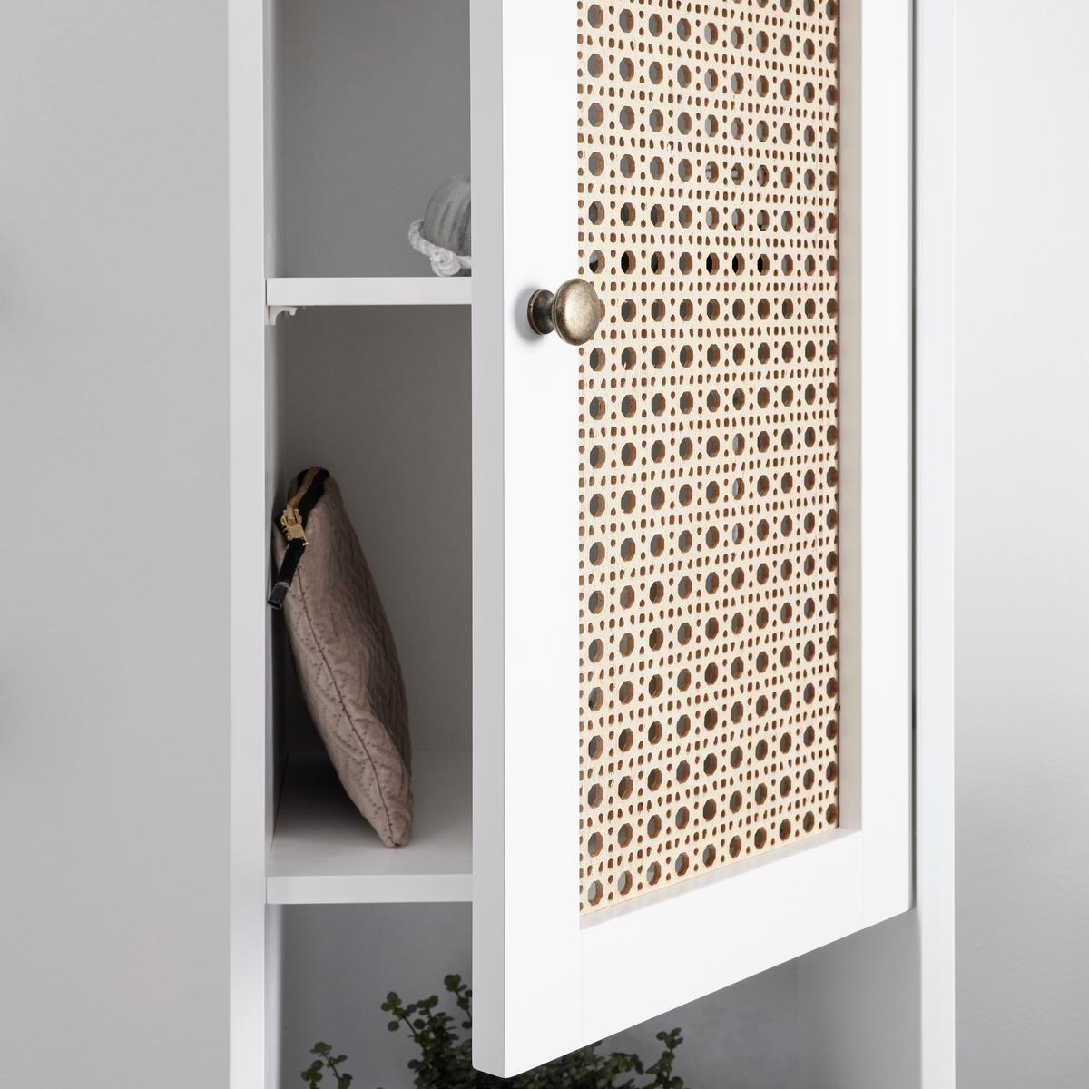 Vysoká skrinka LISA biela - biela/bronzová, Modern, kov/kompozitné drevo (32/180/30cm) - Bessagi Home