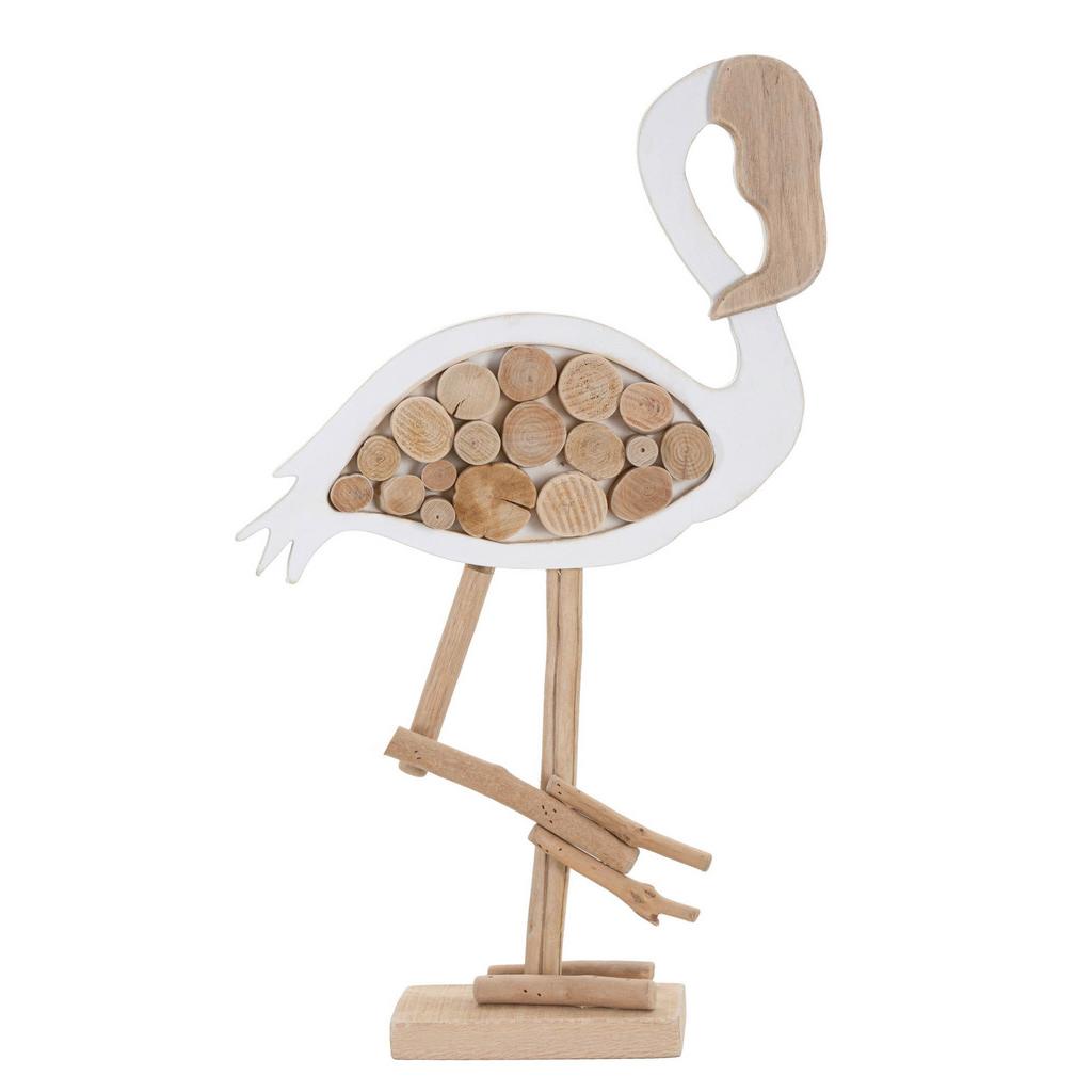 SKULPTUR Holzwerkstoff, Weiß/Natur