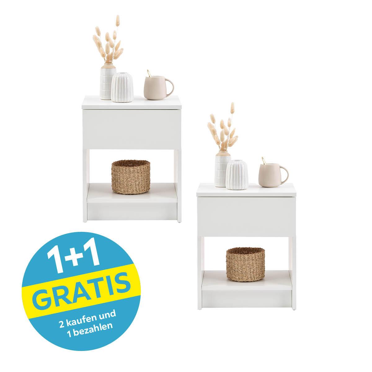 Nachtkästchen Ribe Weiß 1 Lade, B: 40 Cm - Weiß, Basics, Holzwerkstoff (40/48/30cm) - P & B