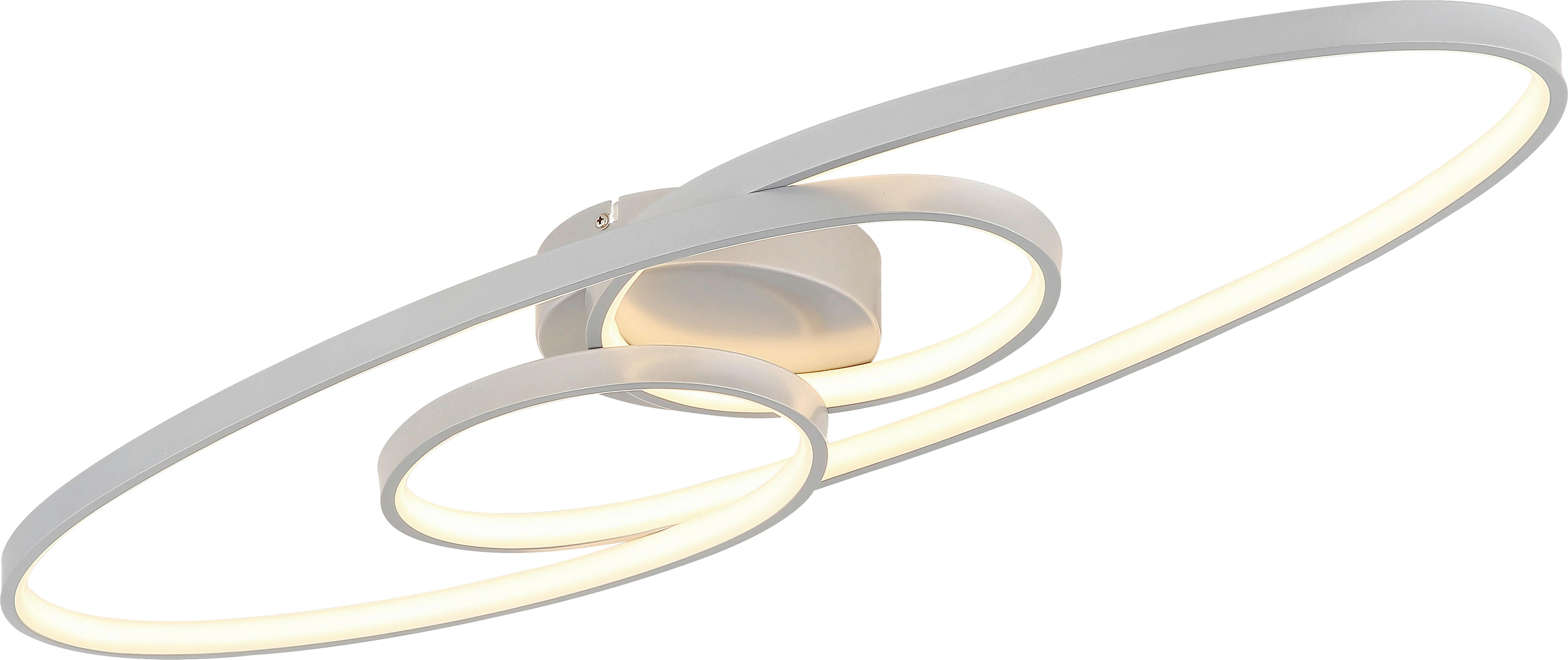 LED-DECKENLEUCHTE NUHA - Silberfarben/Opal, Basics, Kunststoff/Metall (85/30/8cm) - Luca Bessoni