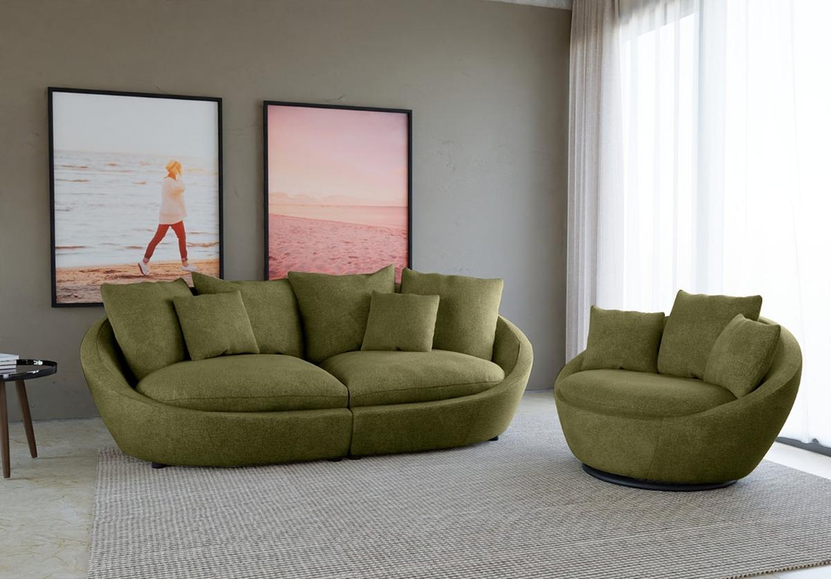 Bigsofa Maui, Grün B: 280 Cm - Schwarz/Grün, MODERN, Textil (280/87/131cm) - Trendmanufaktur