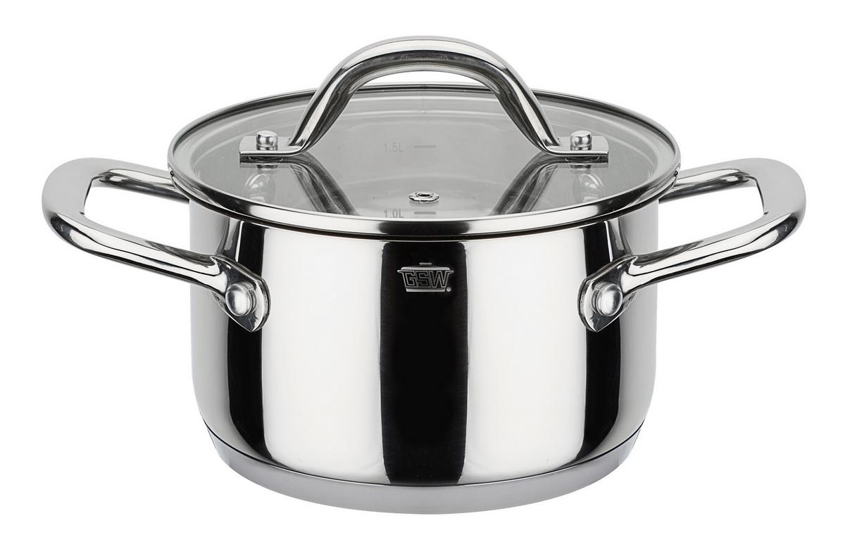 Kochtopfset Meran Edelstahl, 4-Teilig - Klar/Edelstahlfarben, Basics, Glas/Metall - GSW