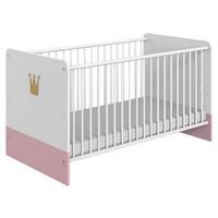 Rácsos Kiságy Cindy 2 - rózsaszín/fehér, faalapú anyag (80/85/144cm)