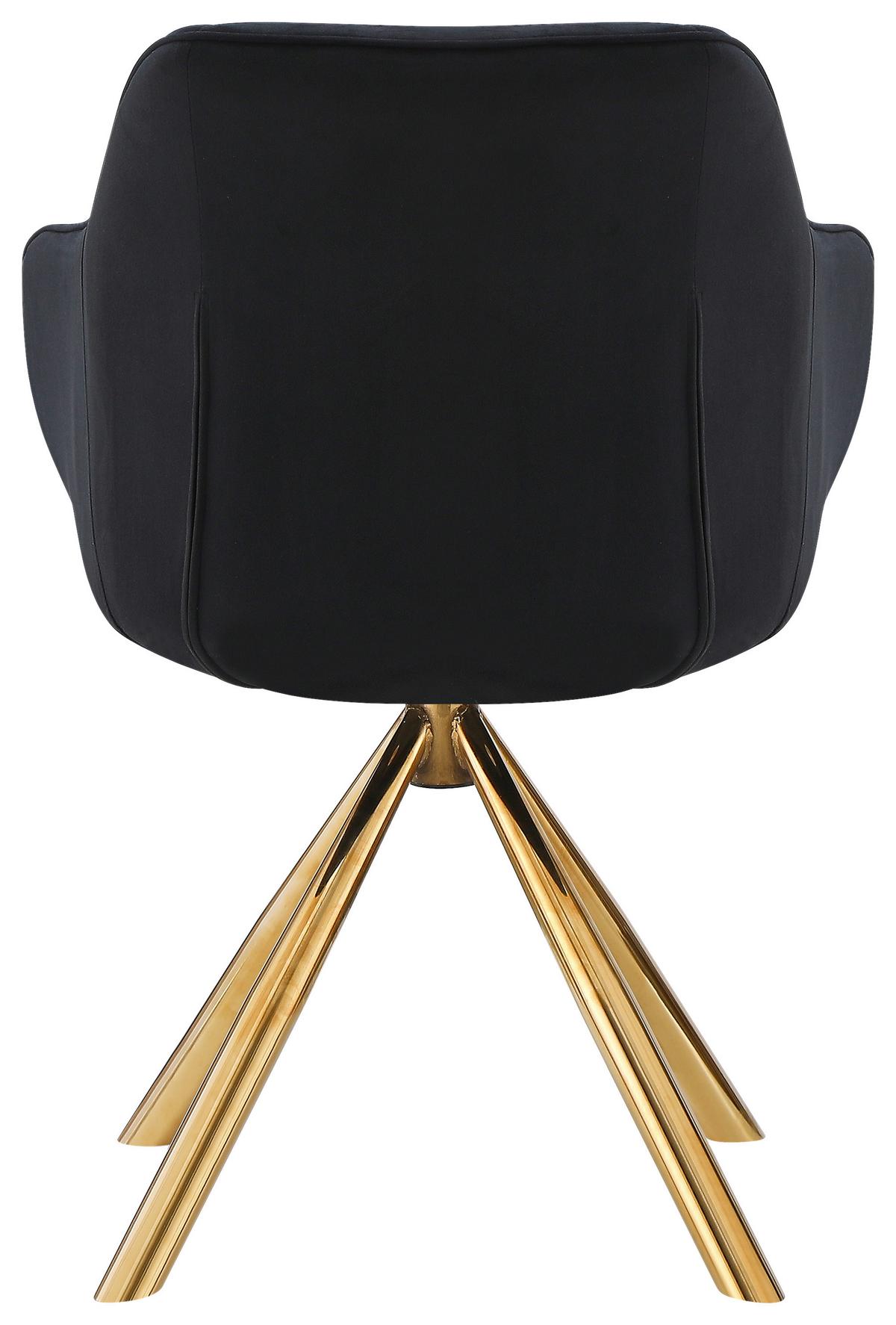 STOLIČKA S PODRÚČKAMI RELAX -GOLD- - čierna/zlatá, Lifestyle, kov/textil (60/84/61cm) - Premium Living