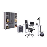 Büro Office Edition Grau/anthrazit Hochglanz - Anthrazit Hochglanz/Grau, MODERN, Holzwerkstoff/Metall - MID.YOU