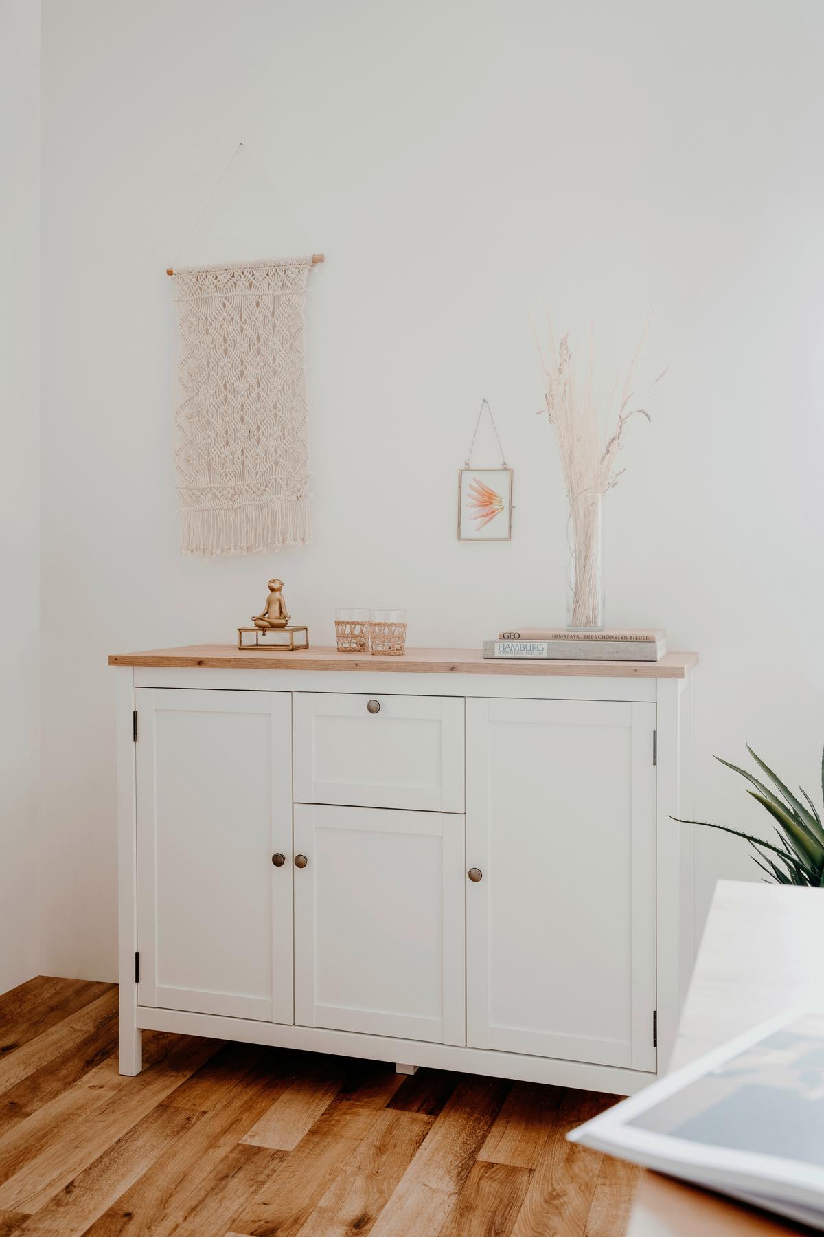 Sideboard Dekor Mit 3 Türen 120 cm Bergen 57 Weiß/ Eiche - Eichefarben/Weiß, KONVENTIONELL, Holzwerkstoff (120/90/40cm) - MID.YOU