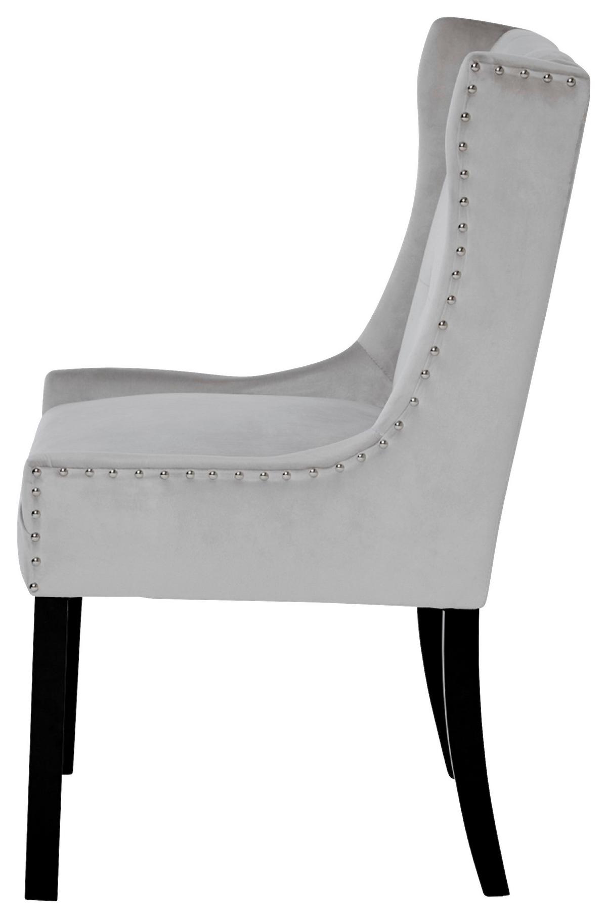 Stuhl Savik Norfolk Silberfarben/schwarz B: 57 Cm - Silberfarben/Schwarz, MODERN, Holz/Textil (57/64/99cm) - Livetastic