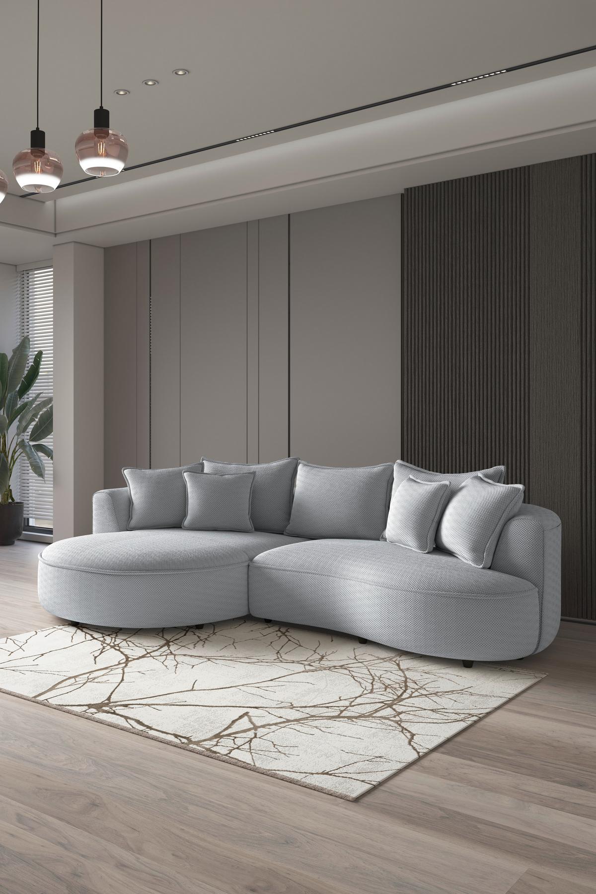 Ecksofa Levi - Grauweiß/Schwarz, MODERN, Textil (168/287cm)