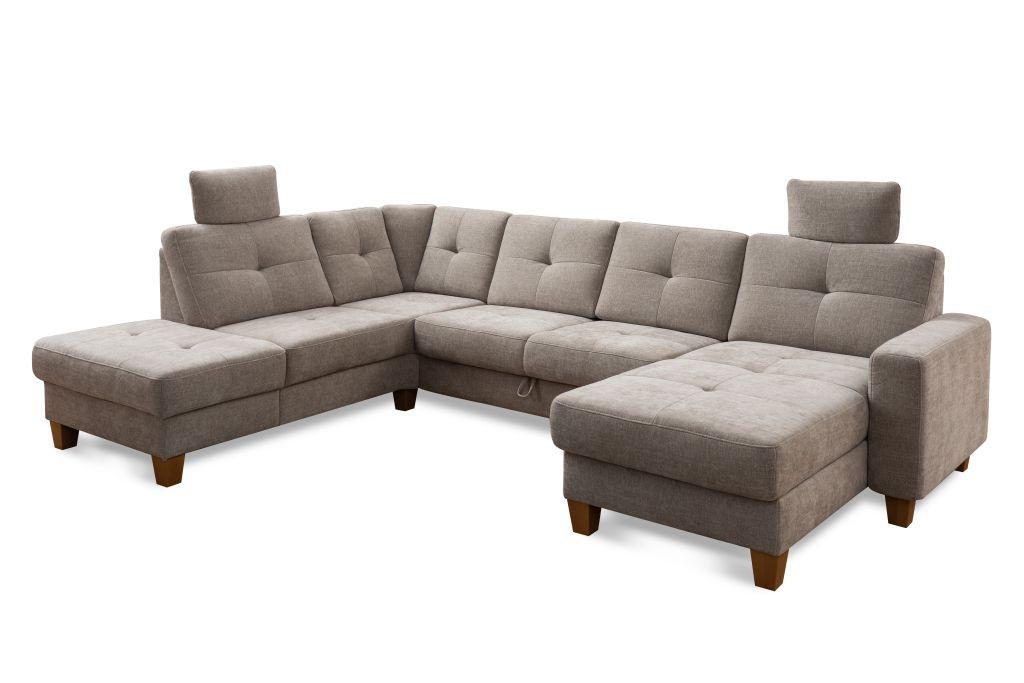 Sedacia súprava do U VARESE, ľavá, sivohnedá ženilka - farba duba/taupe, Modern, drevo/textil (222/318/164cm) - James Wood