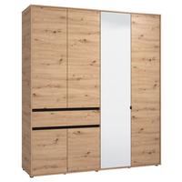 Nyílóajtós Szekrény Corbett 182,5/210cm - fekete/Artisan tölgy, Basics, faalapú anyag/üveg (182,5/210.5/54cm)