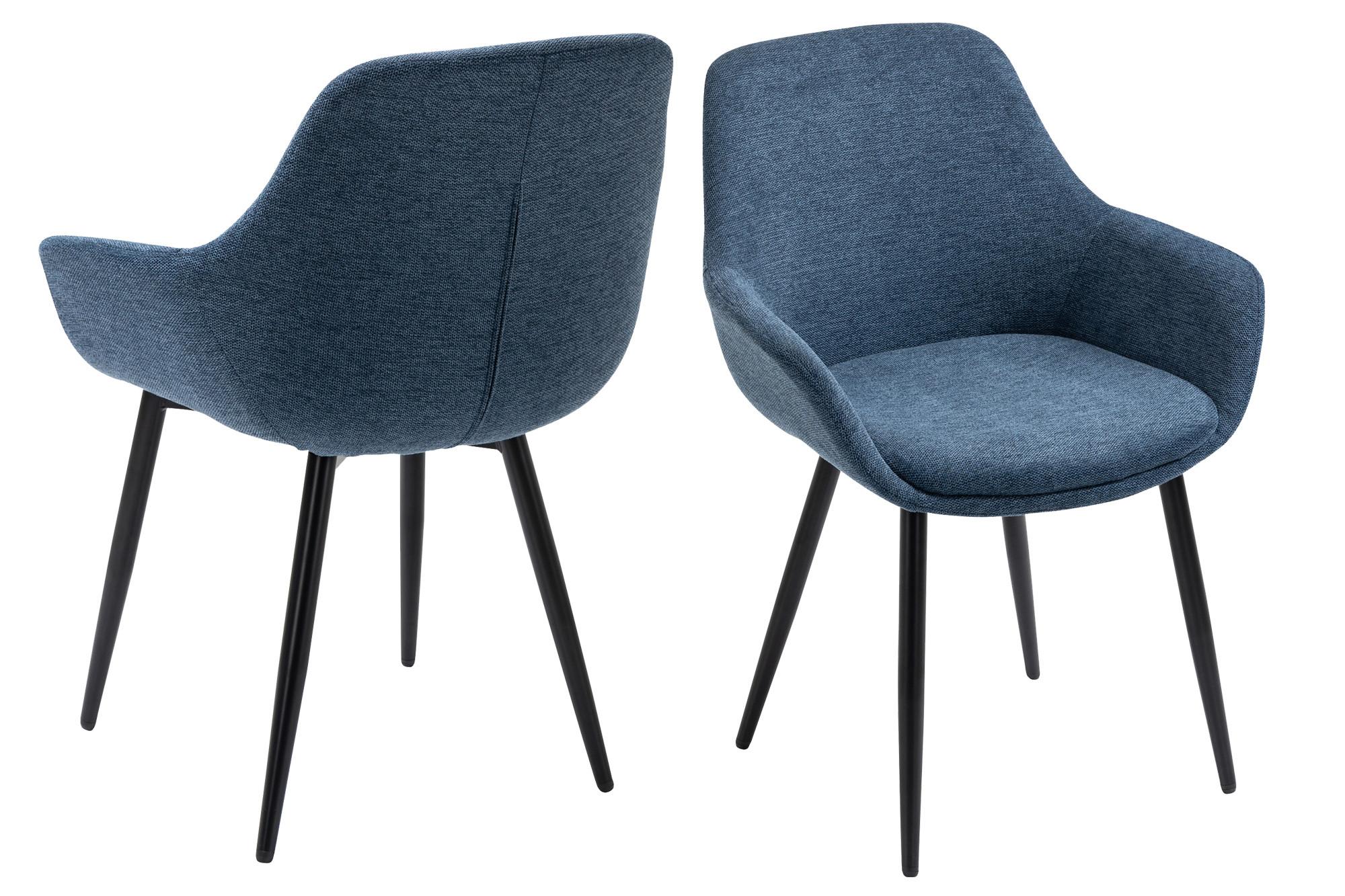 Armlehnstuhl-set Dunkelblau B: 64 Cm - Schwarz/Dunkelblau, MODERN, Textil/Metall (64/86/59cm) - Livetastic